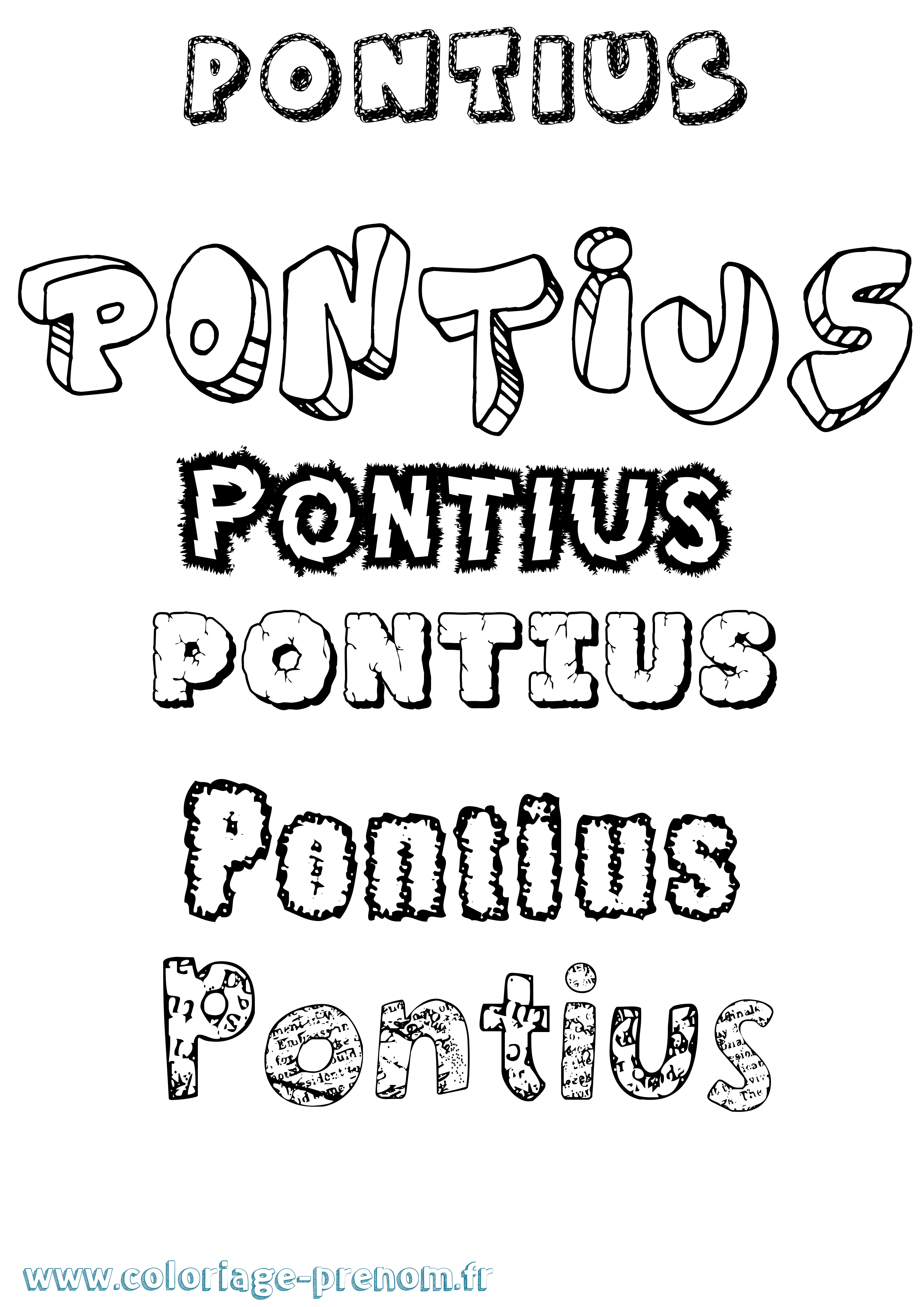 Coloriage Pontius Destructuré Coloriage prénom Pontius Destructuré