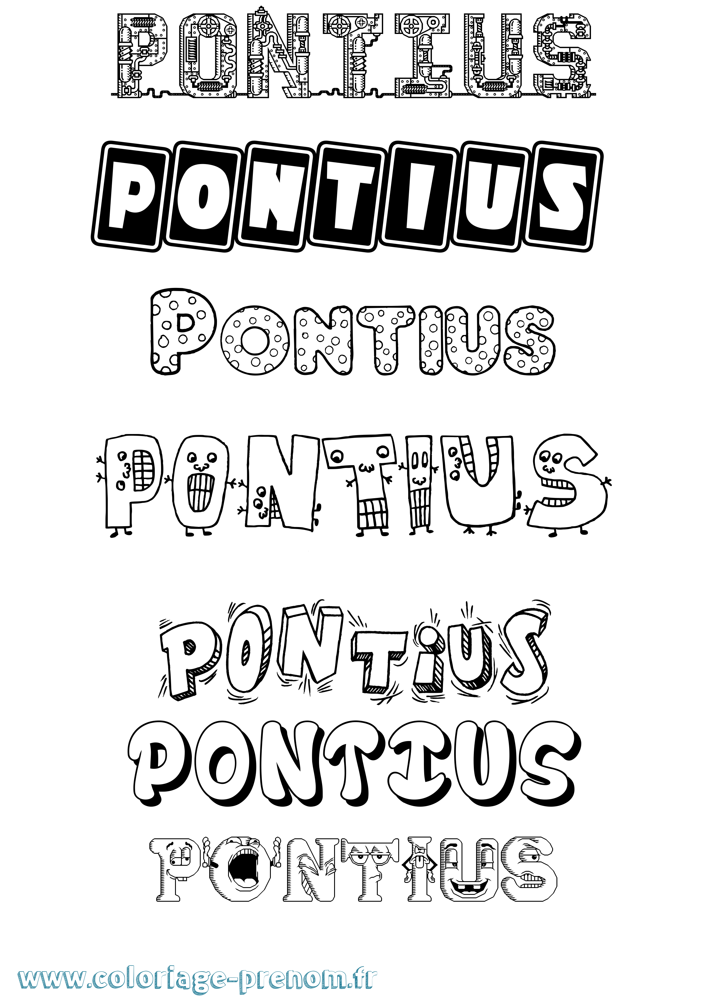 Coloriage Pontius Fun Coloriage prénom Pontius Fun