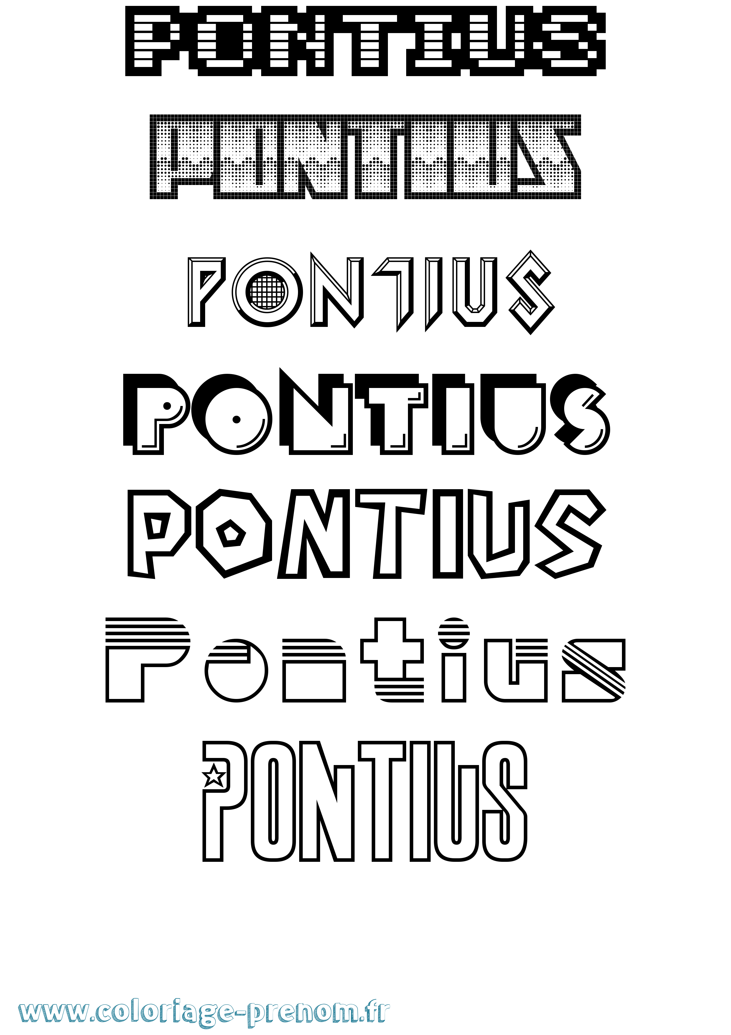 Coloriage Pontius Jeux Vidéos Coloriage prénom Pontius Jeux Vidéos