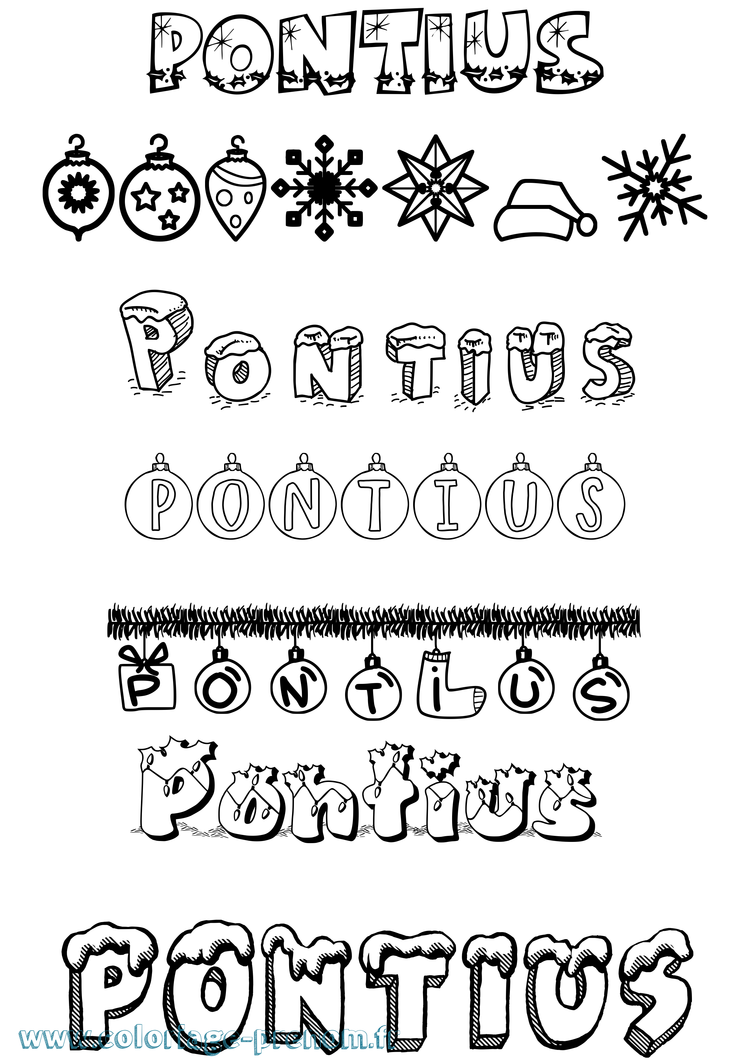 Coloriage Pontius Noël Coloriage prénom Pontius Noël