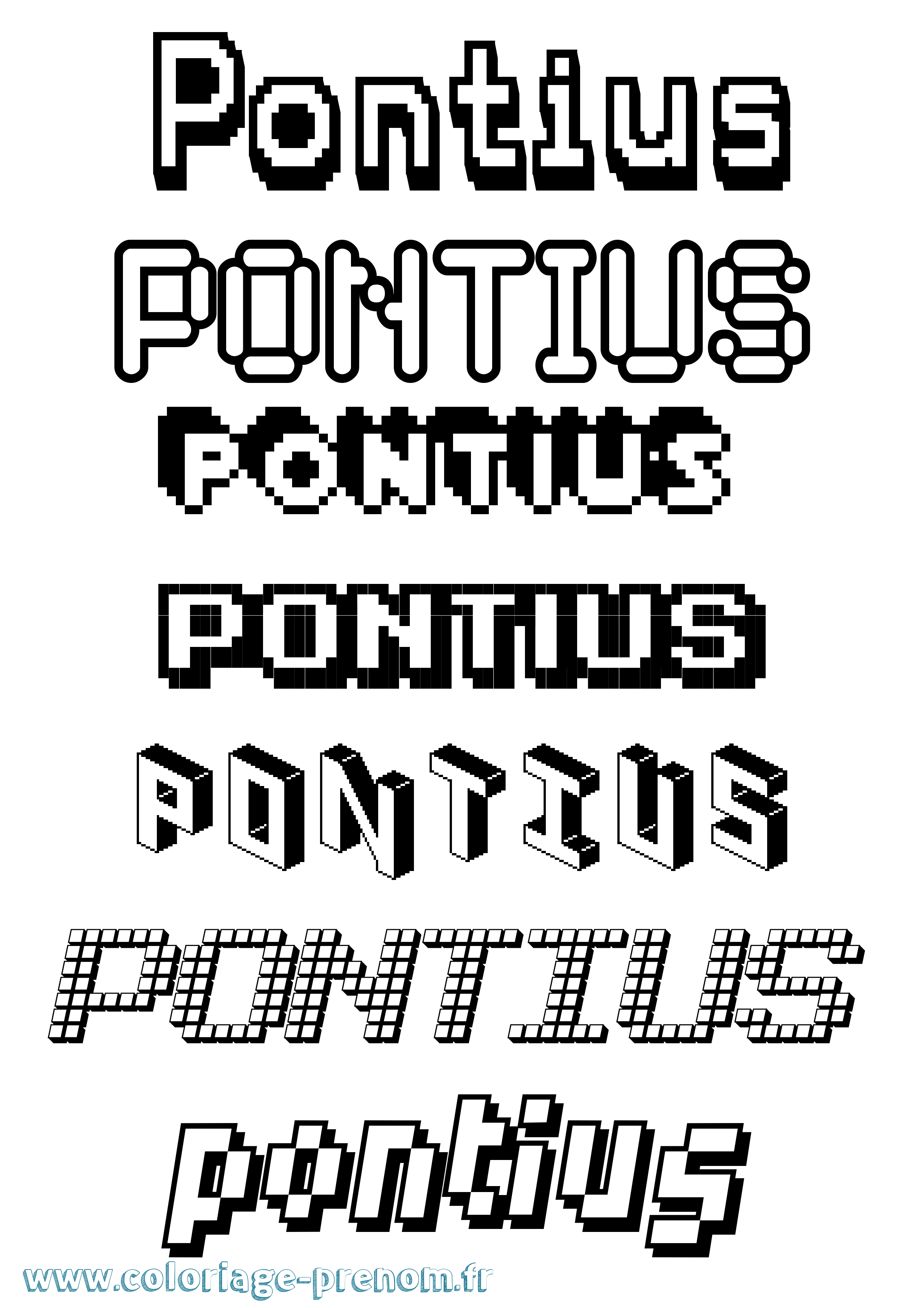 Coloriage Pontius Pixel Coloriage prénom Pontius Pixel
