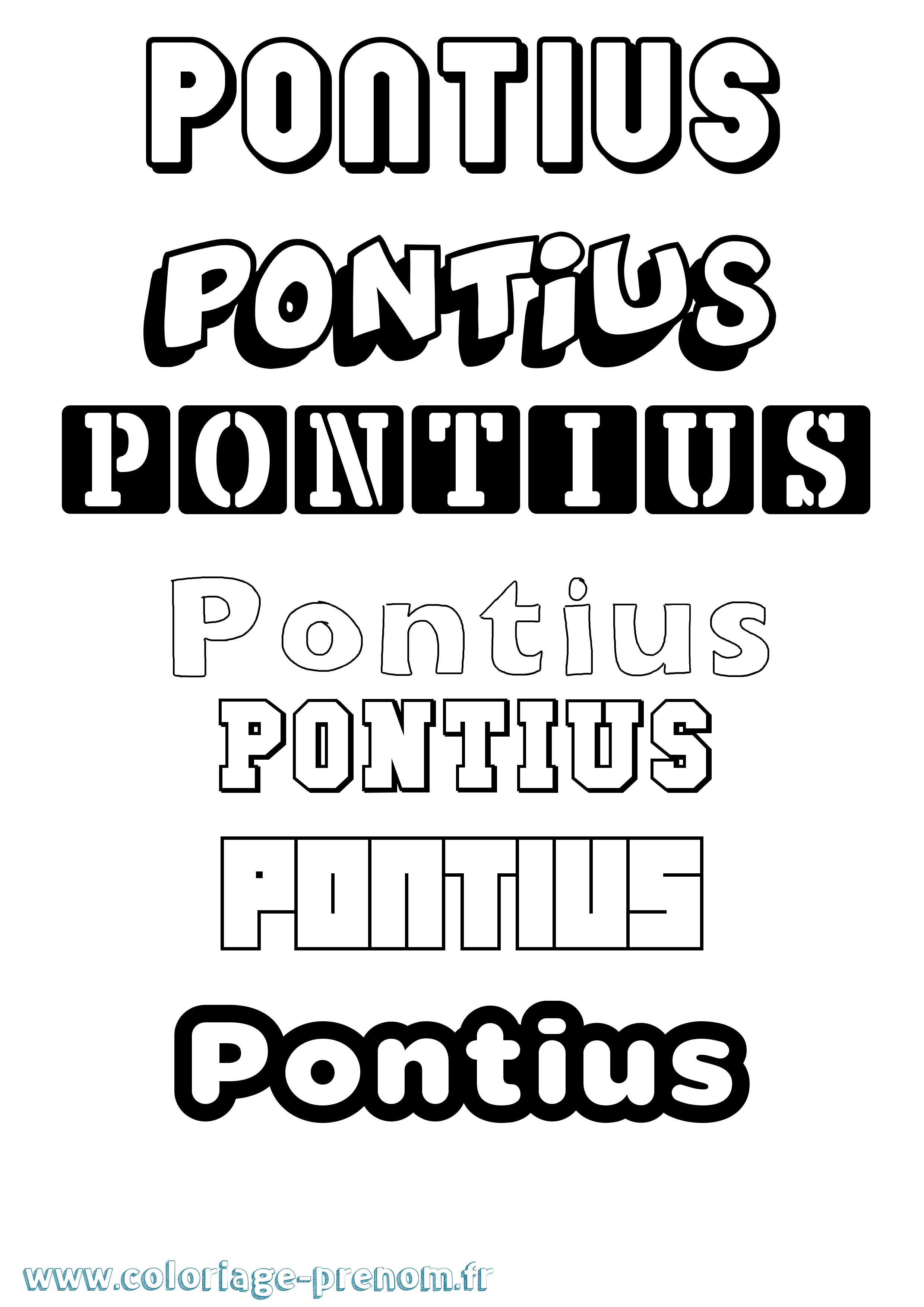 Coloriage Pontius Simple Coloriage prénom Pontius Simple