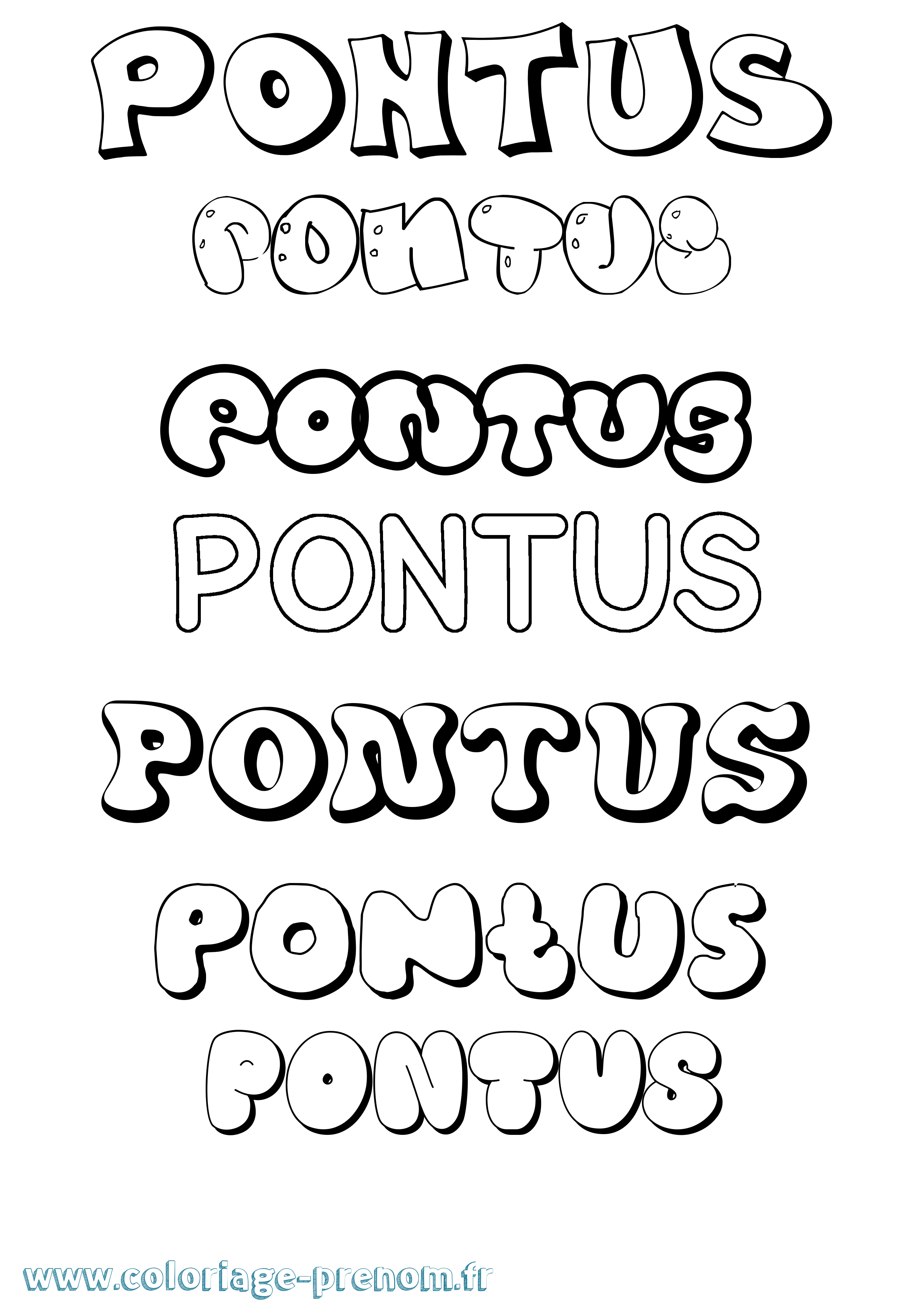 Coloriage Pontus Bubble Coloriage prénom Pontus Bubble