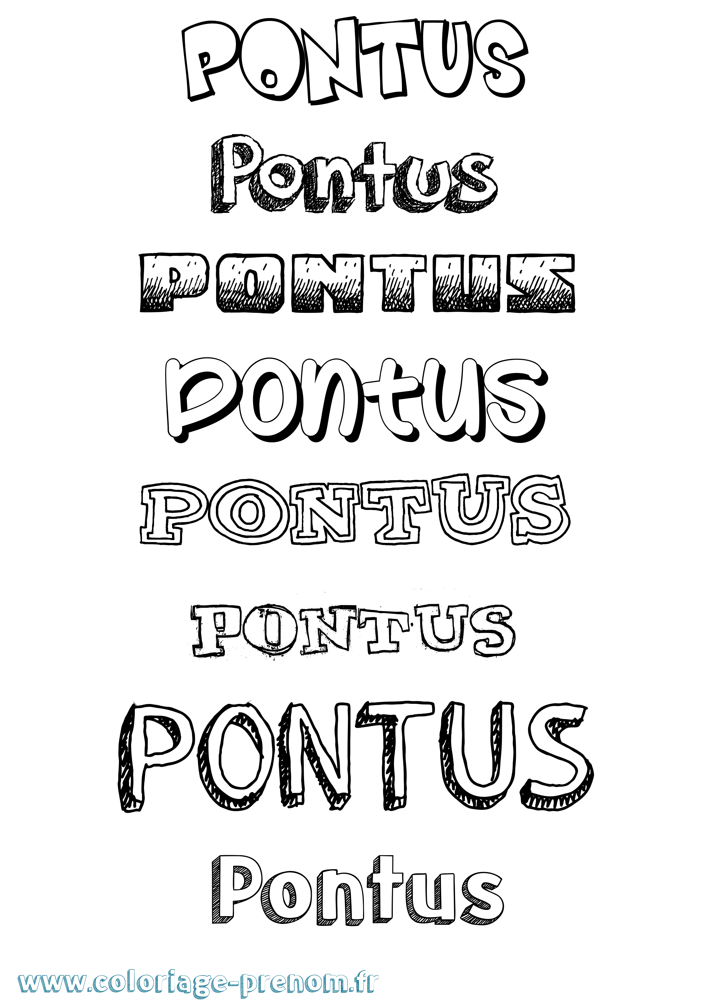 Coloriage Pontus Dessiné Coloriage prénom Pontus Dessiné