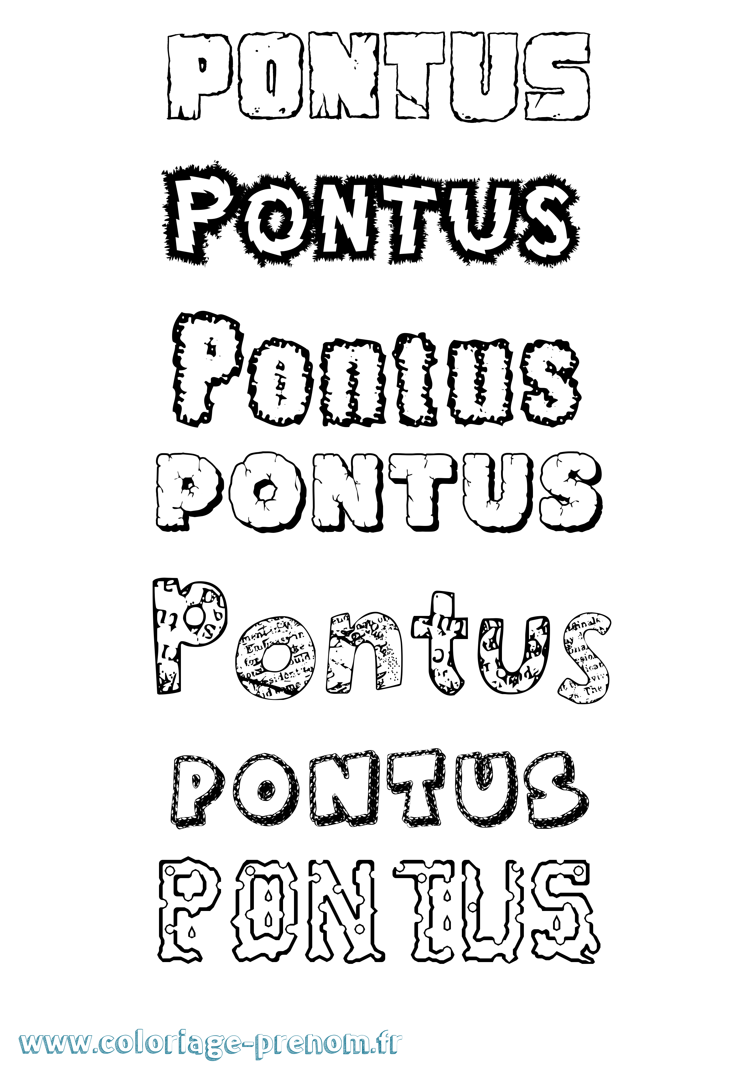 Coloriage Pontus Destructuré Coloriage prénom Pontus Destructuré