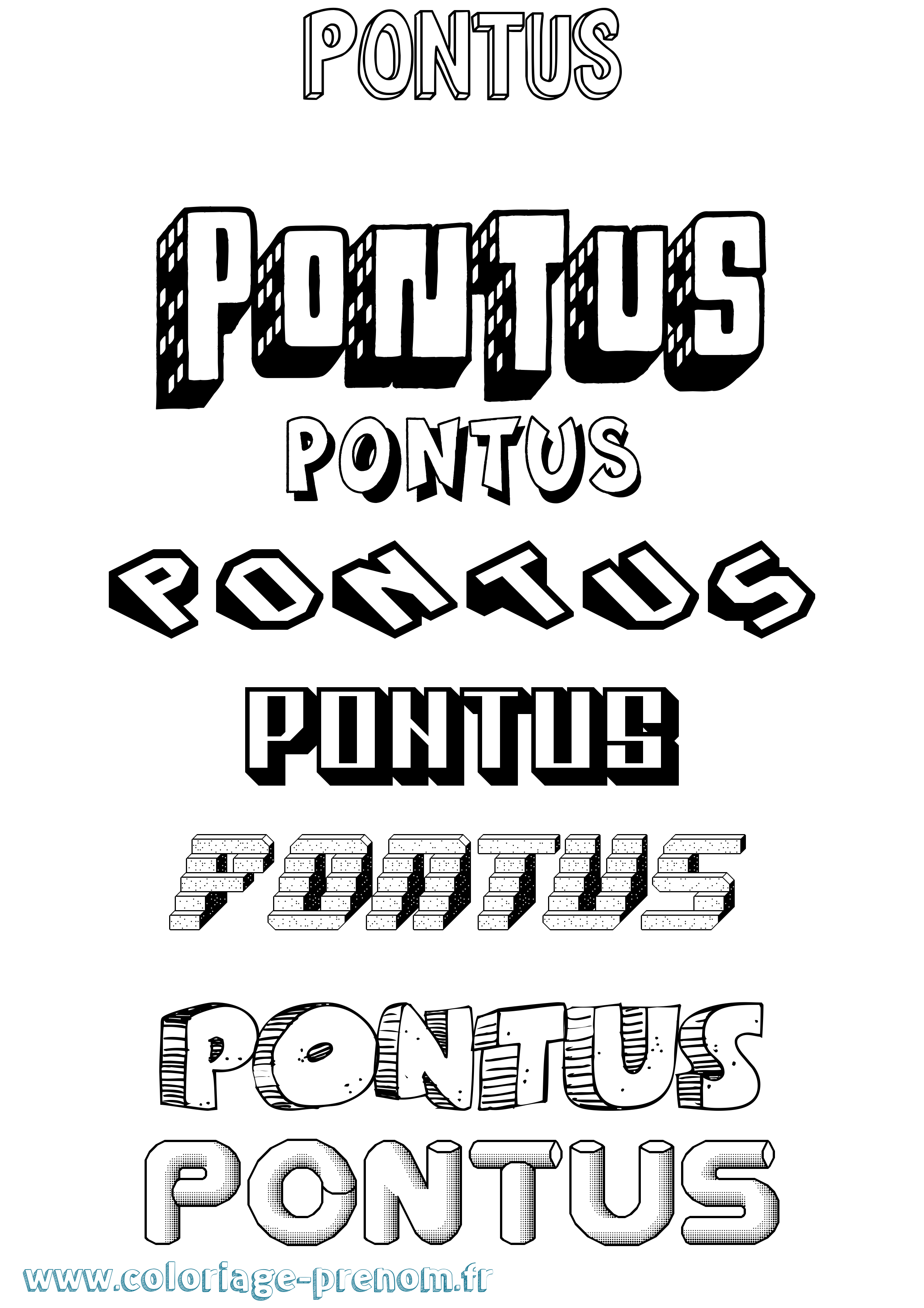 Coloriage Pontus Effet 3D Coloriage prénom Pontus Effet 3D