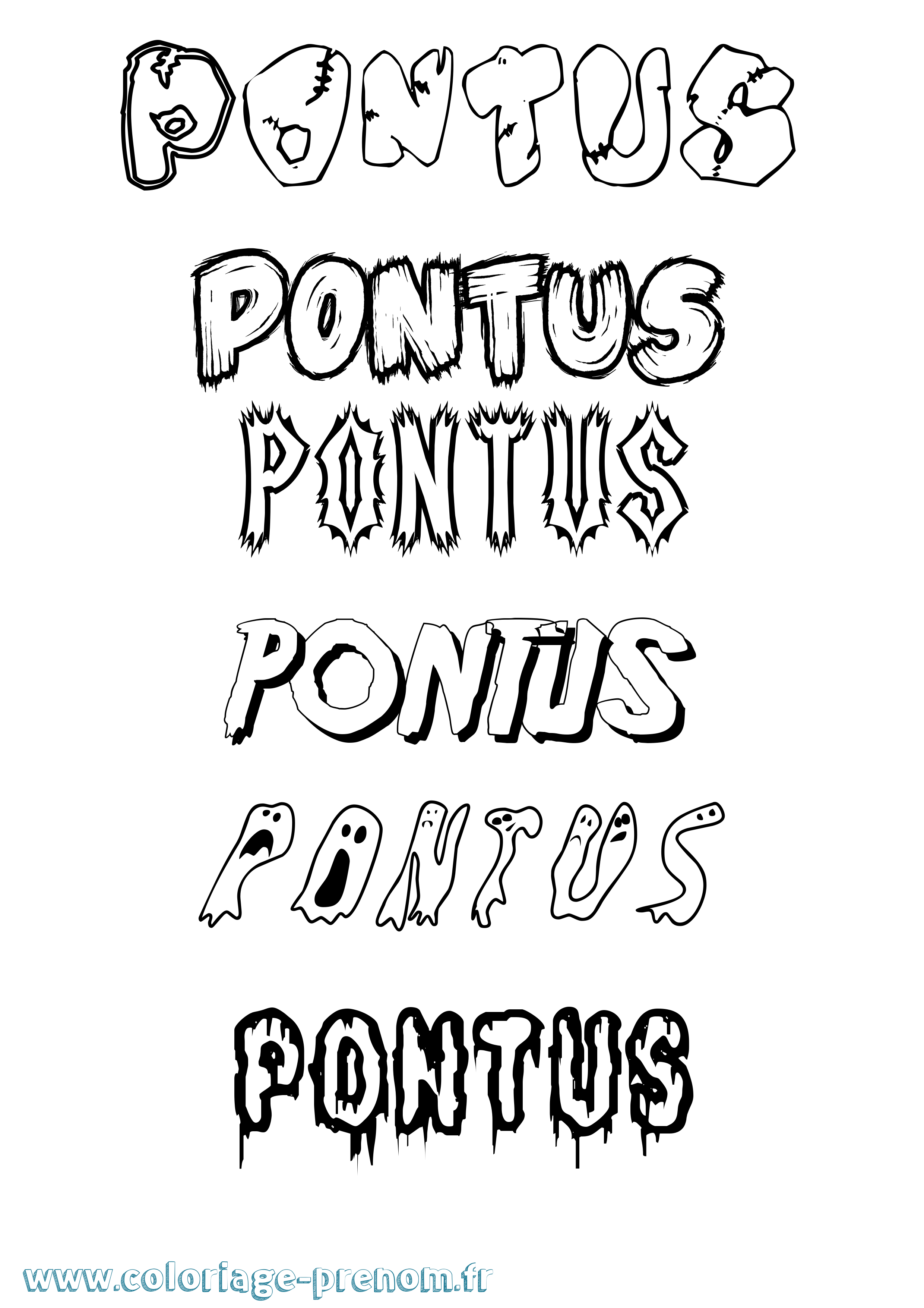 Coloriage Pontus Frisson Coloriage prénom Pontus Frisson