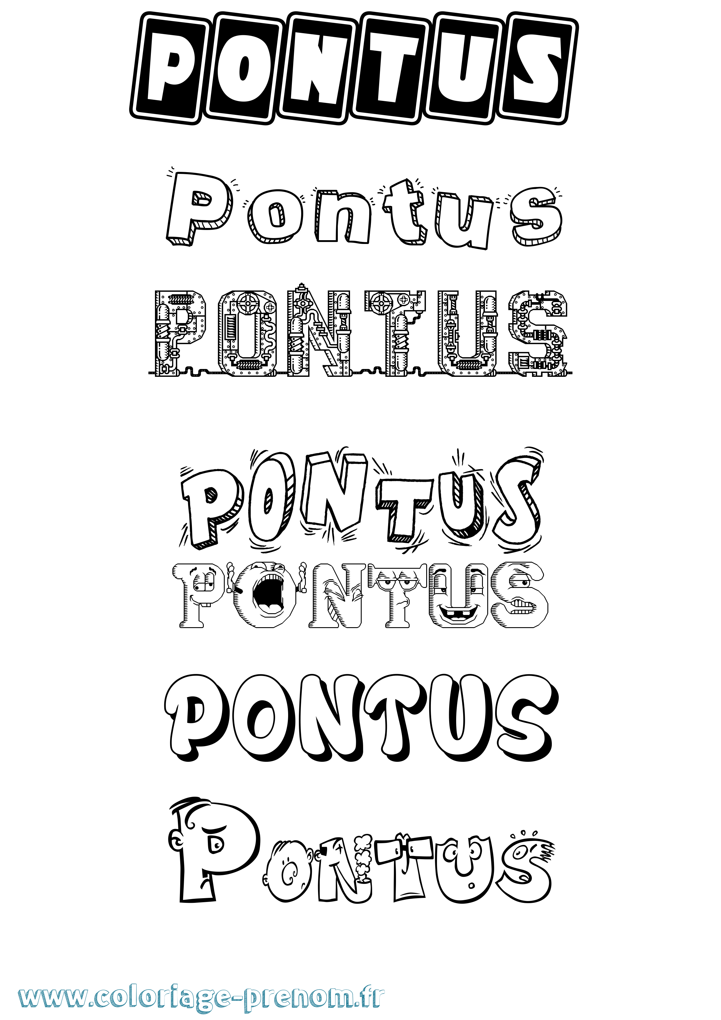 Coloriage Pontus Fun Coloriage prénom Pontus Fun