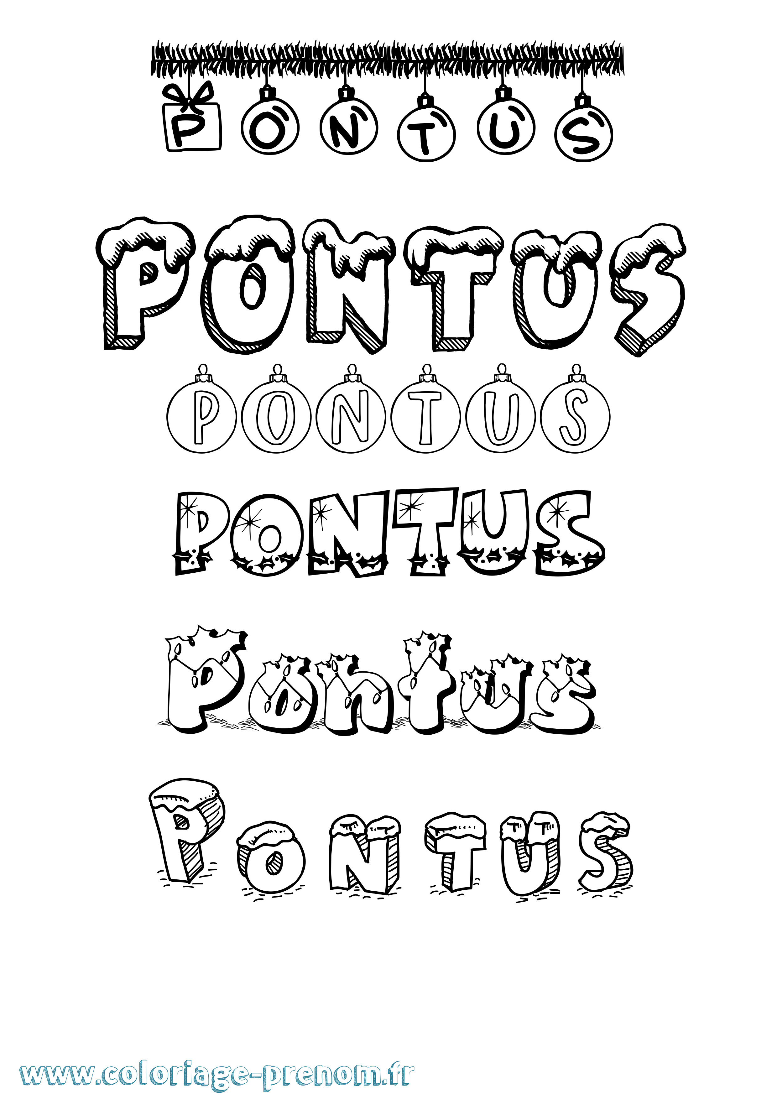 Coloriage Pontus Noël Coloriage prénom Pontus Noël