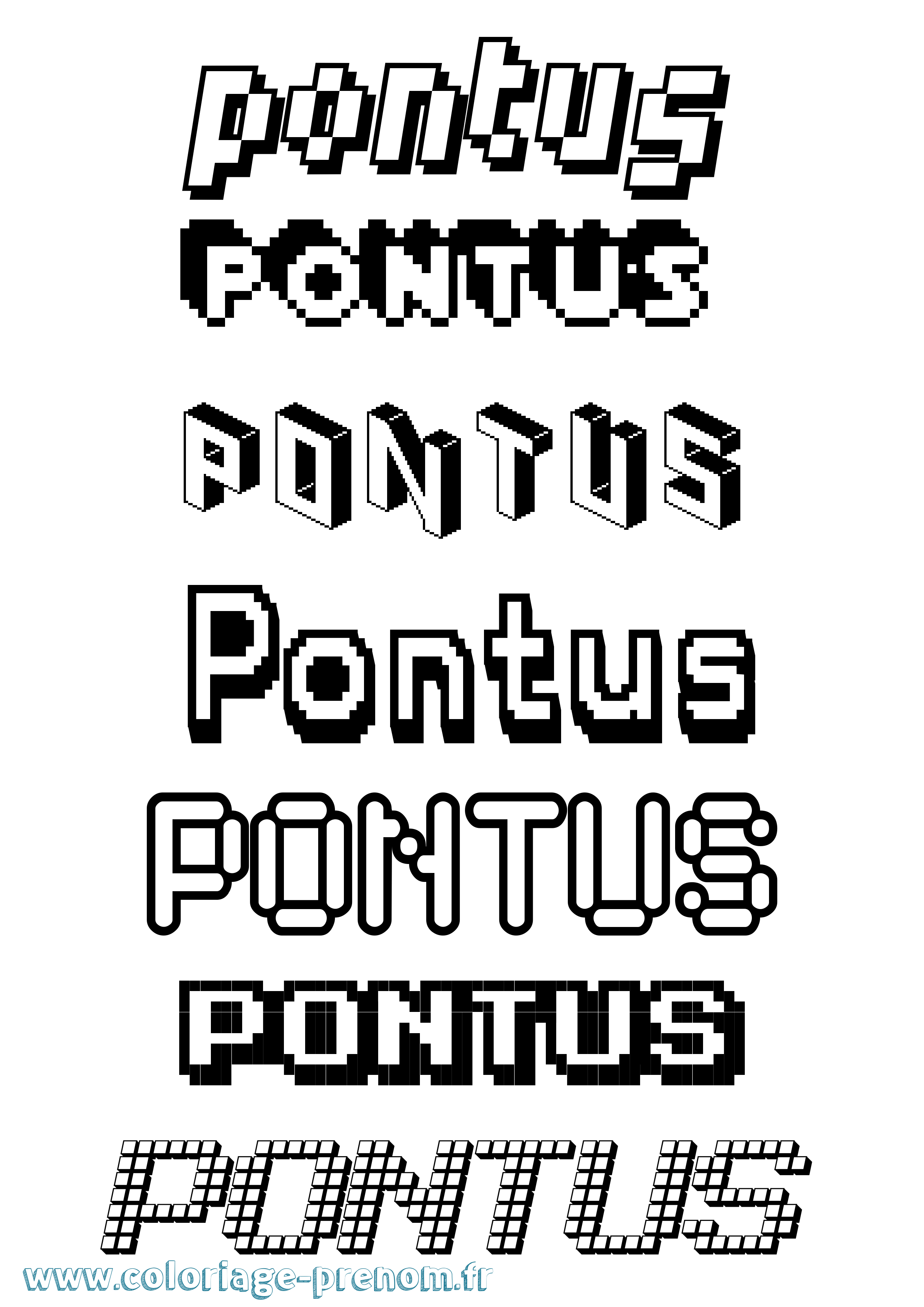 Coloriage Pontus Pixel Coloriage prénom Pontus Pixel
