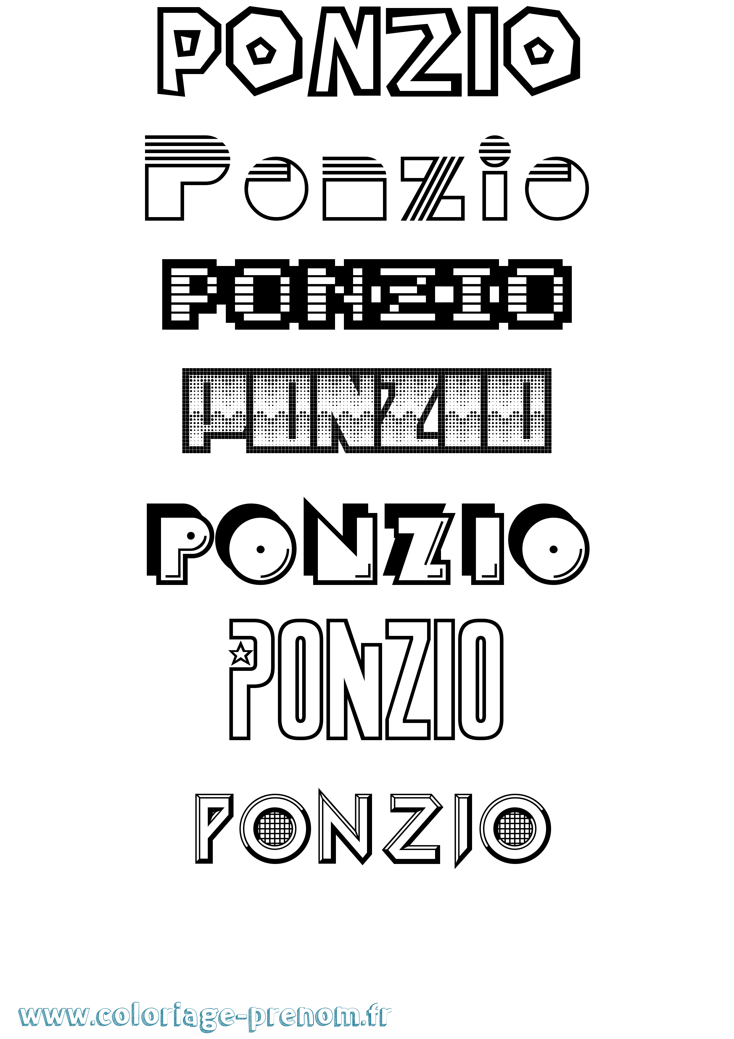 Coloriage Ponzio Jeux Vidéos Coloriage prénom Ponzio Jeux Vidéos