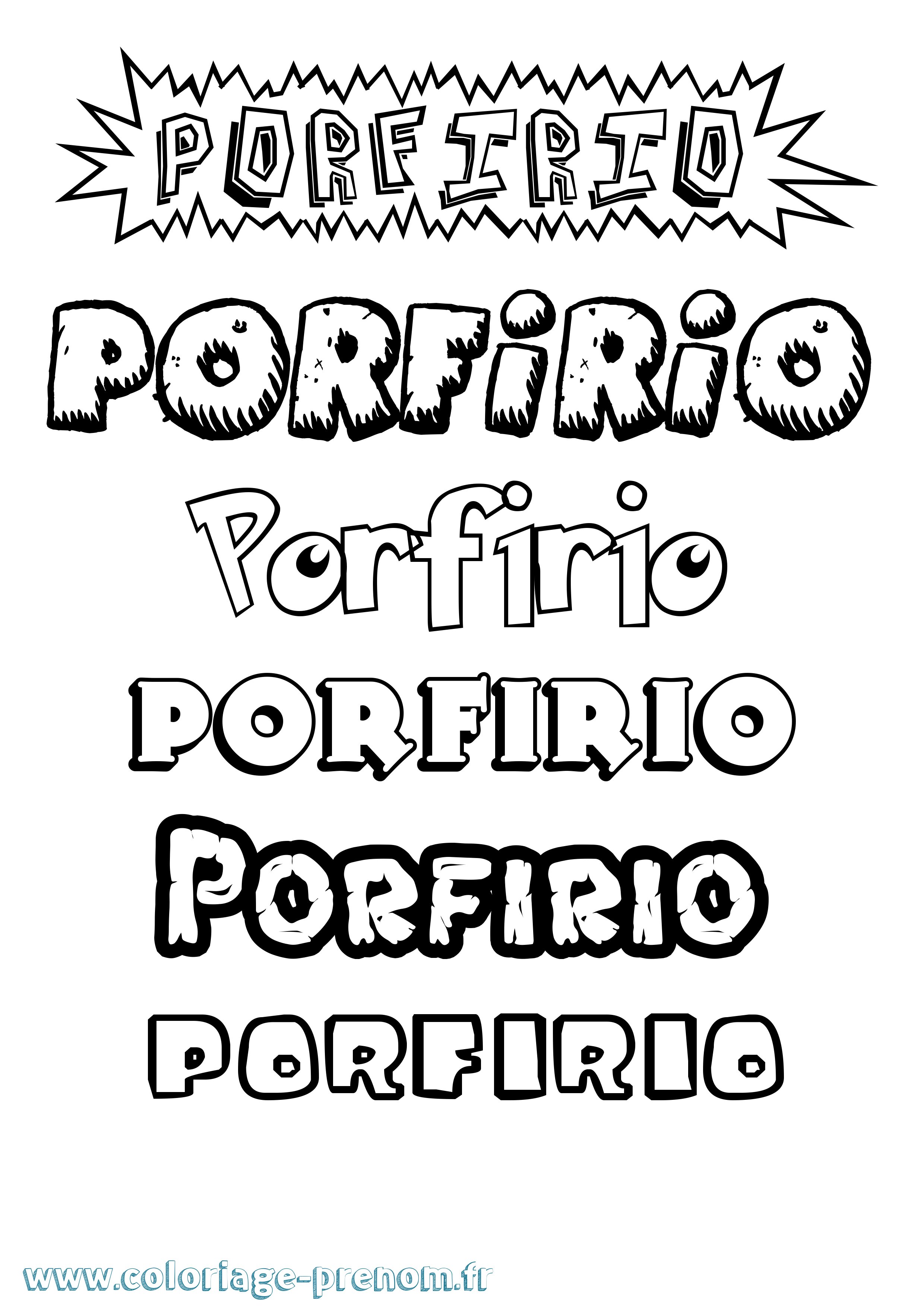 Coloriage Porfirio Dessin Animé Coloriage prénom Porfirio Dessin Animé