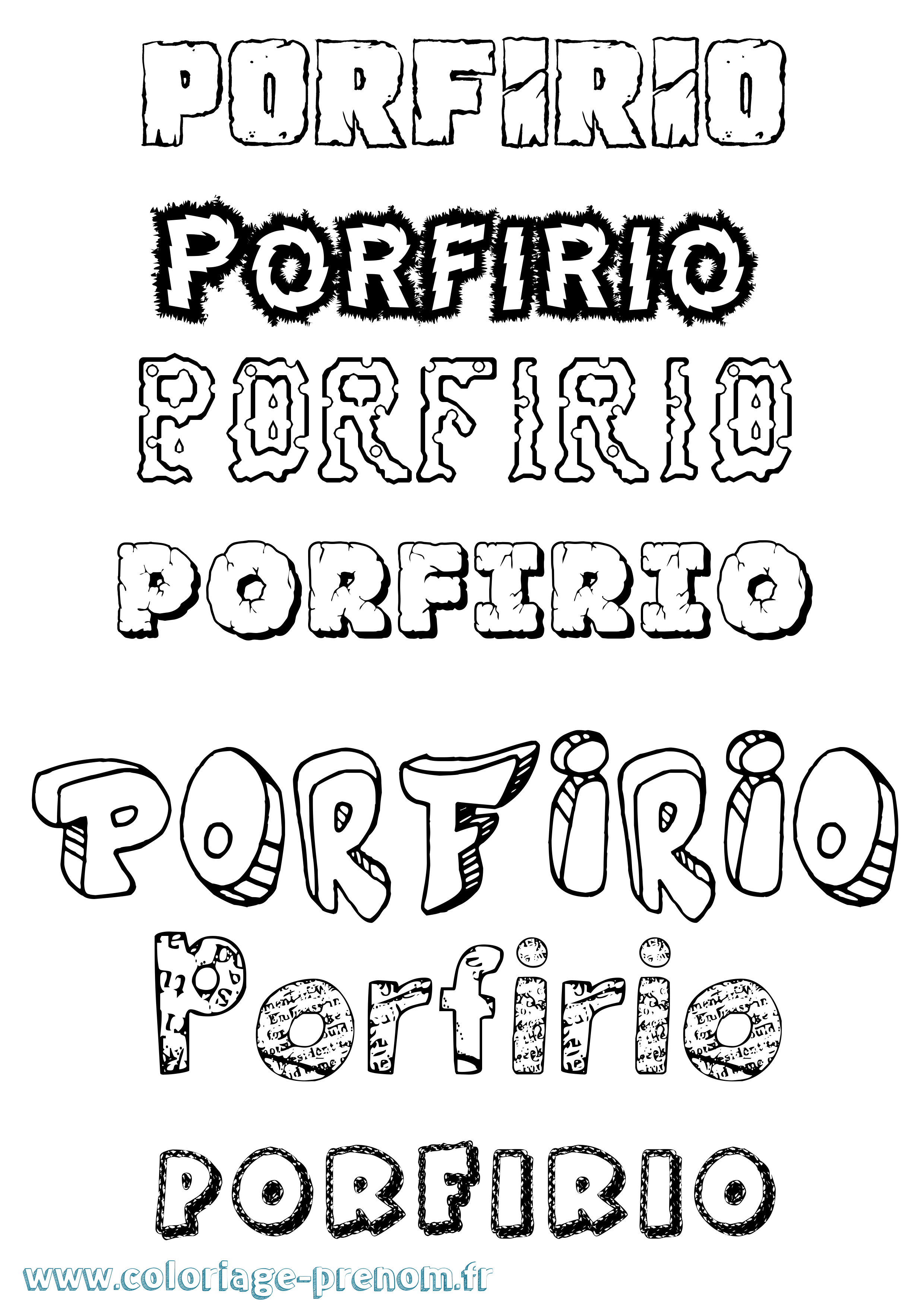 Coloriage Porfirio Destructuré Coloriage prénom Porfirio Destructuré