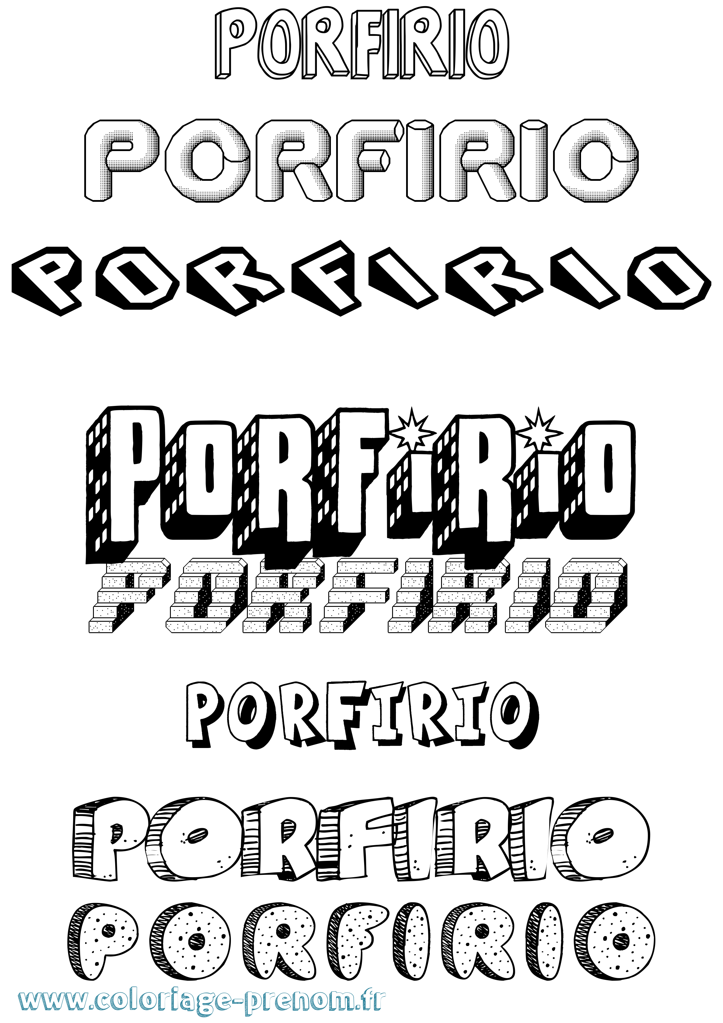 Coloriage Porfirio Effet 3D Coloriage prénom Porfirio Effet 3D