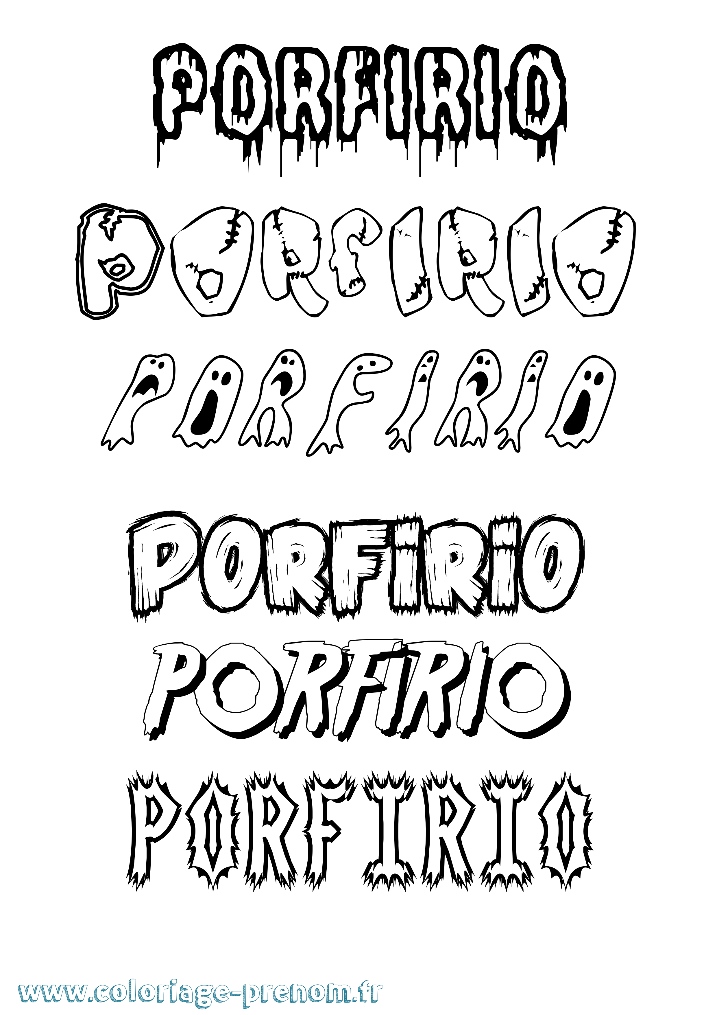 Coloriage Porfirio Frisson Coloriage prénom Porfirio Frisson