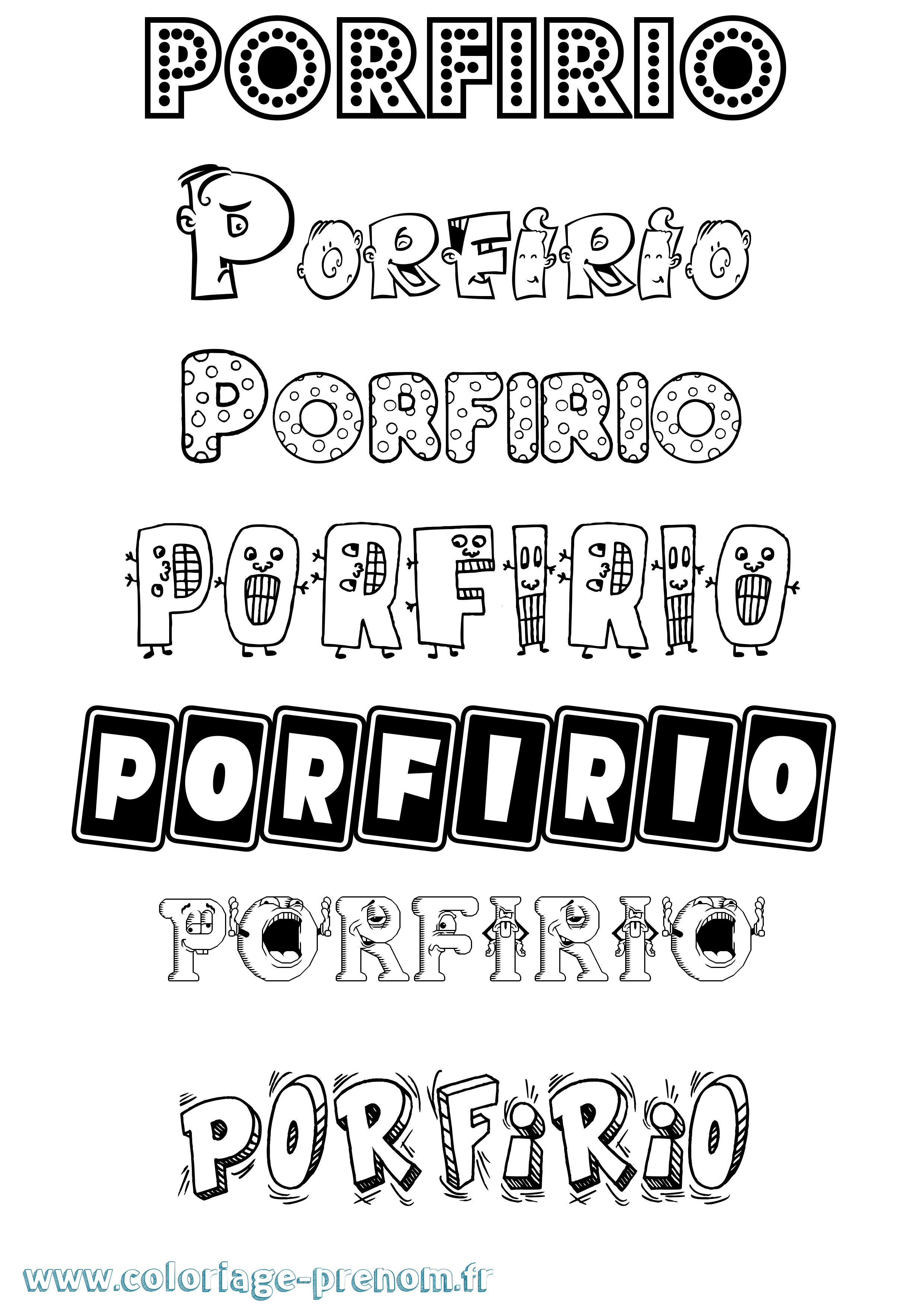 Coloriage Porfirio Fun Coloriage prénom Porfirio Fun