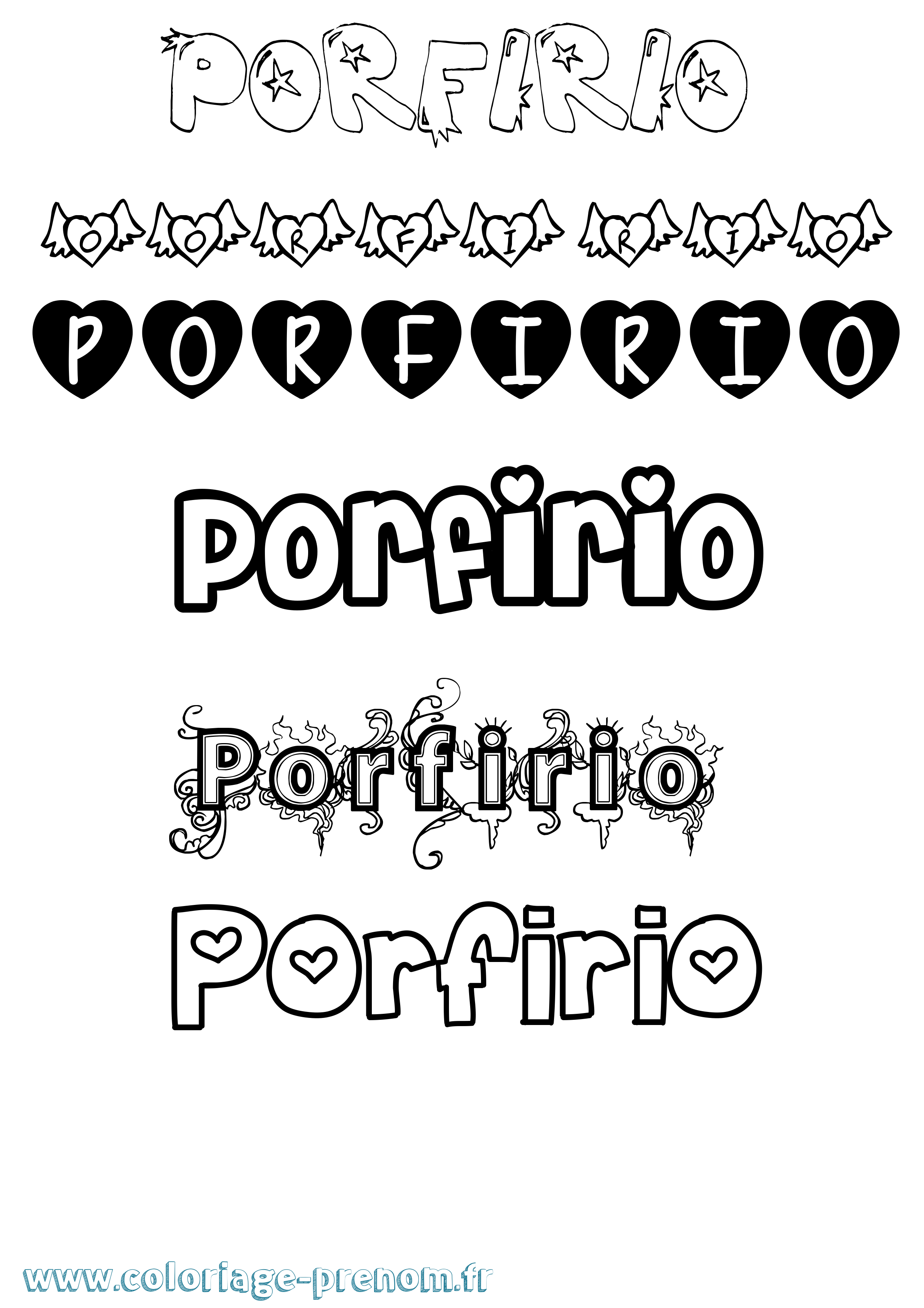 Coloriage Porfirio Girly Coloriage prénom Porfirio Girly