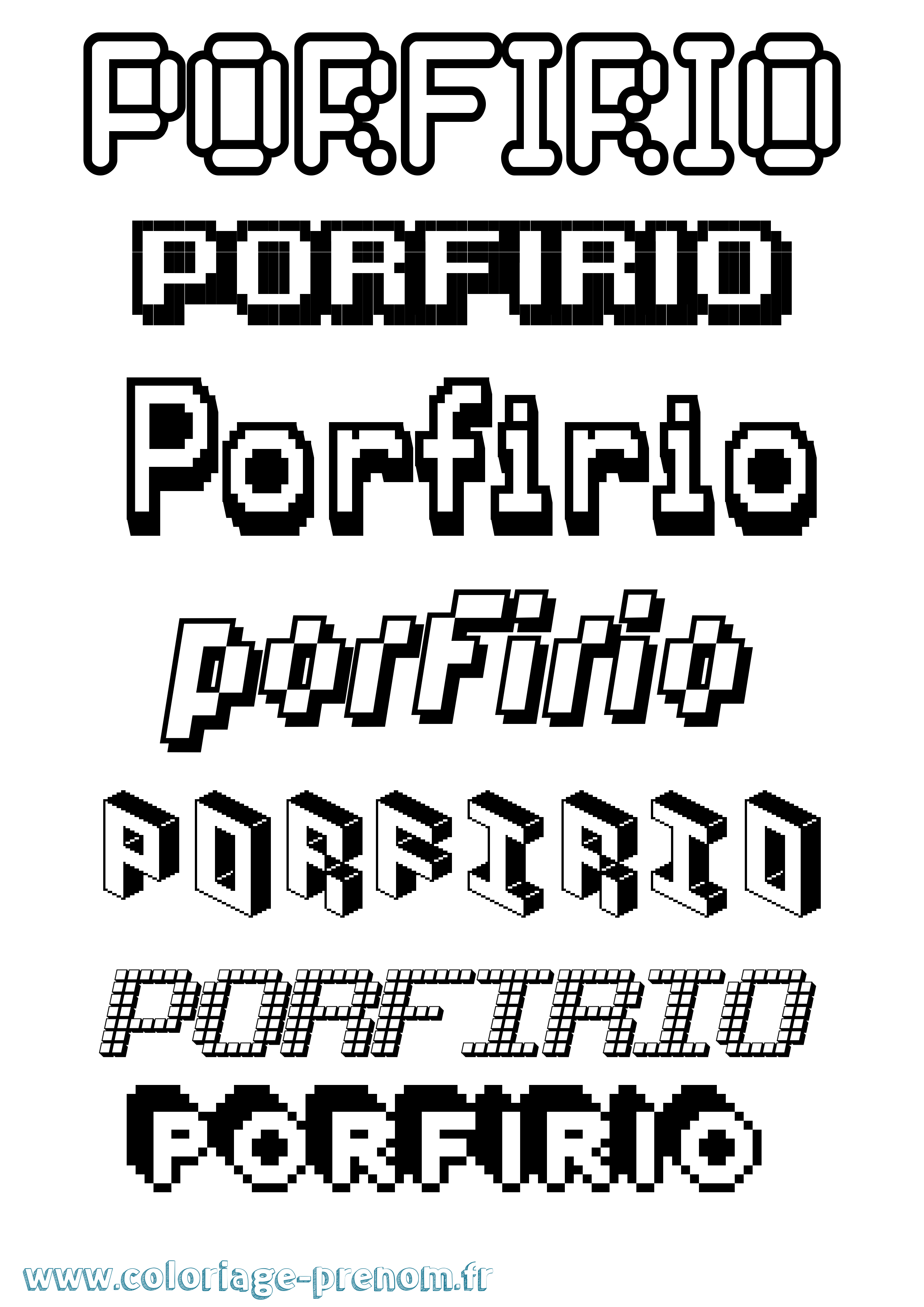 Coloriage Porfirio Pixel Coloriage prénom Porfirio Pixel