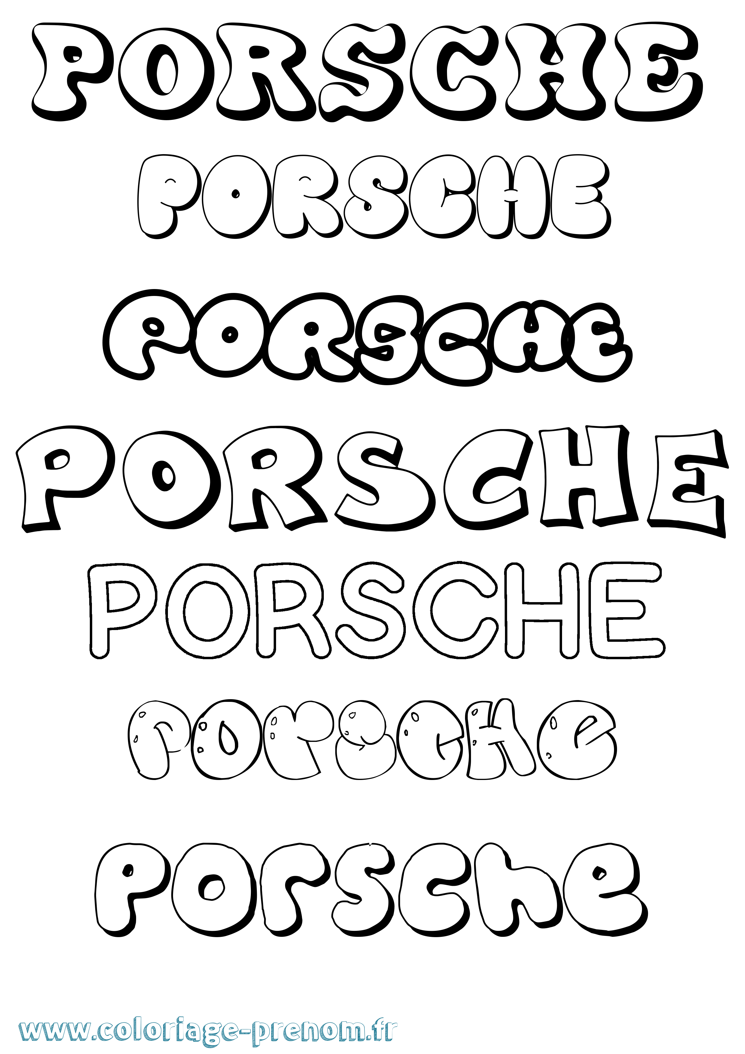 Coloriage Porsche Bubble Coloriage prénom Porsche Bubble