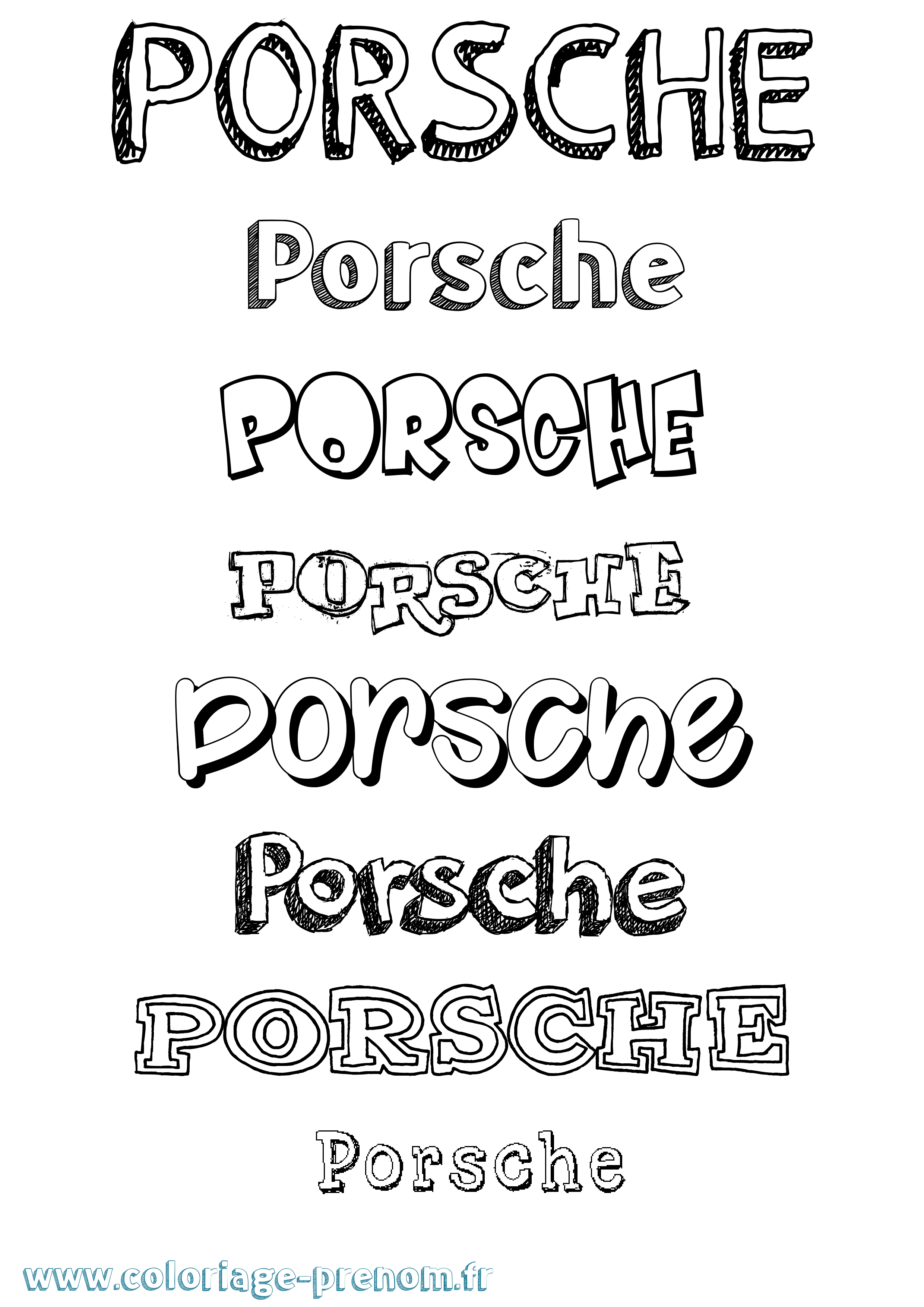 Coloriage Porsche Dessiné Coloriage prénom Porsche Dessiné