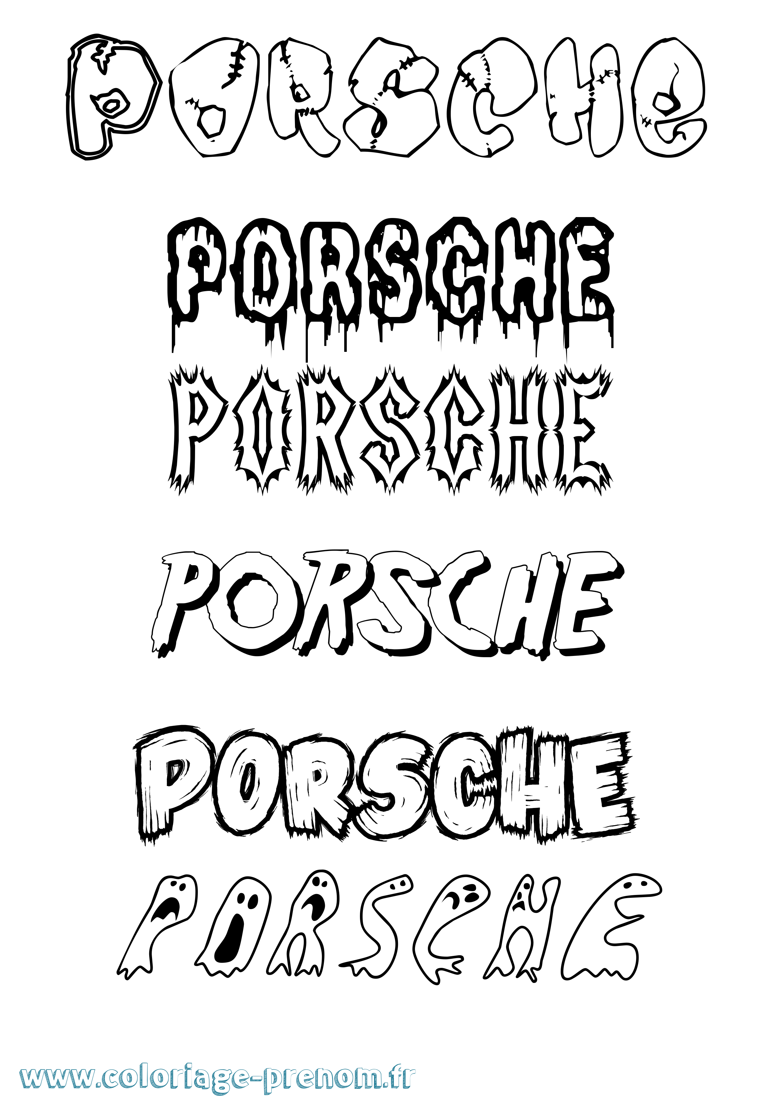 Coloriage Porsche Frisson Coloriage prénom Porsche Frisson