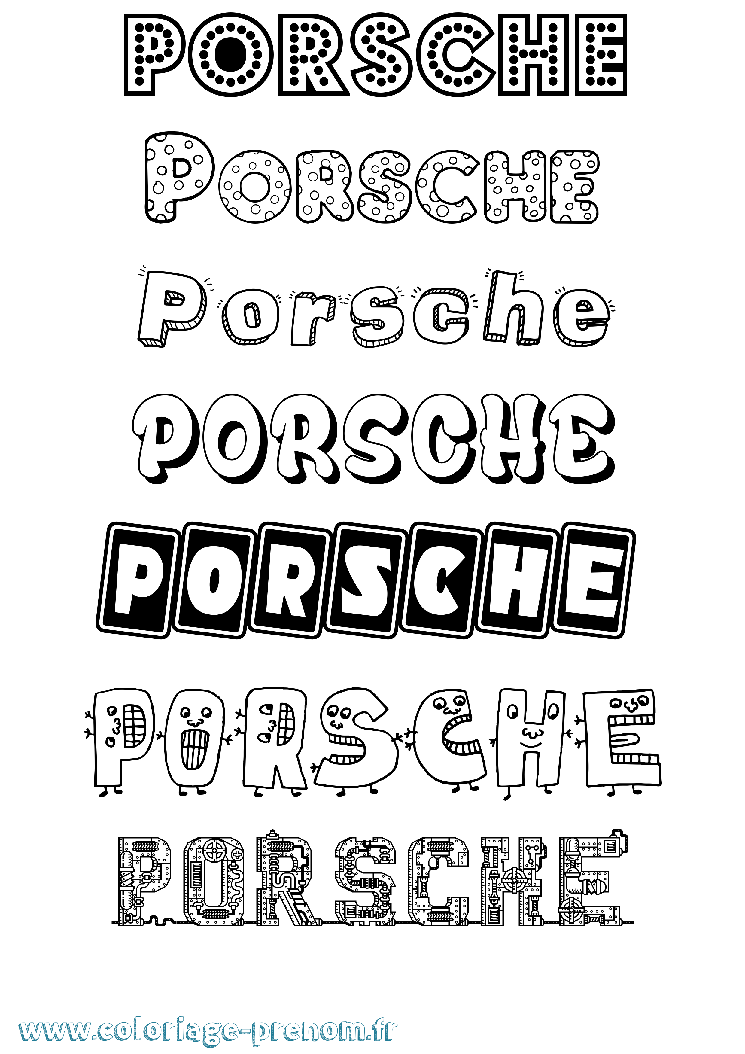 Coloriage Porsche Fun Coloriage prénom Porsche Fun