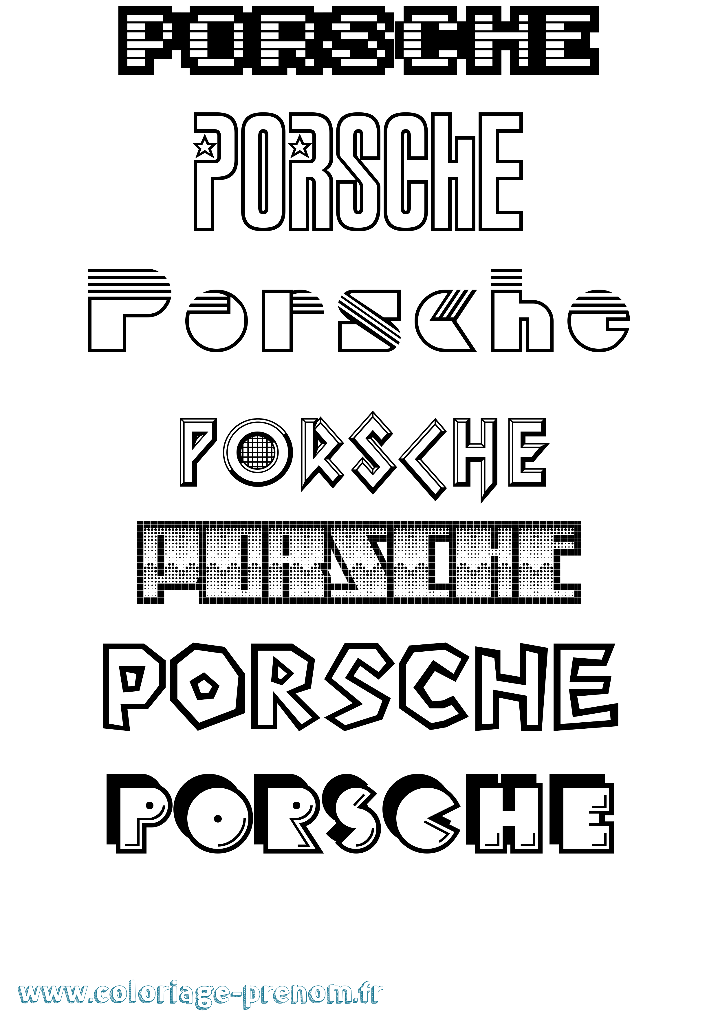 Coloriage Porsche Jeux Vidéos Coloriage prénom Porsche Jeux Vidéos