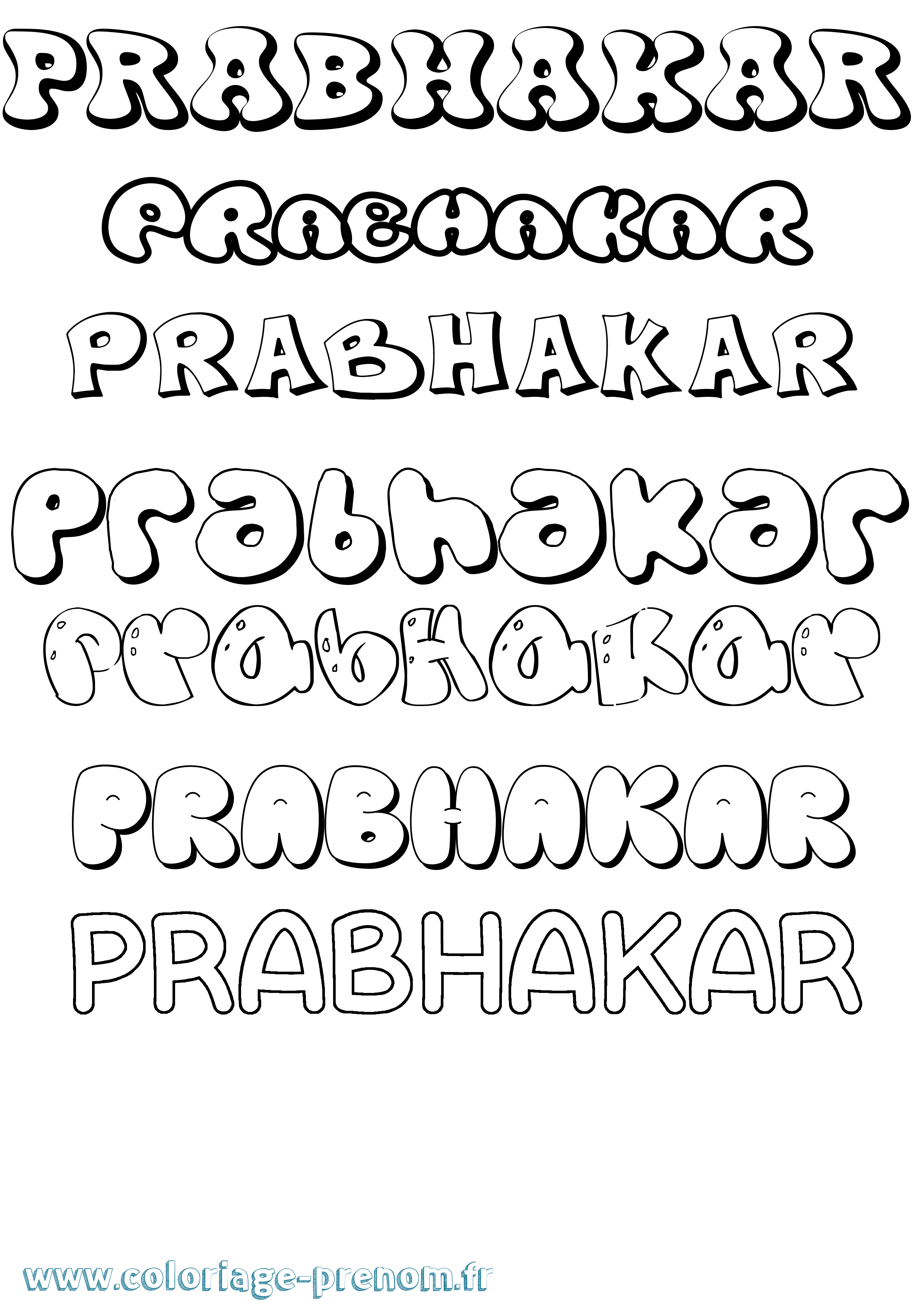 Coloriage Prabhakar Bubble Coloriage prénom Prabhakar Bubble