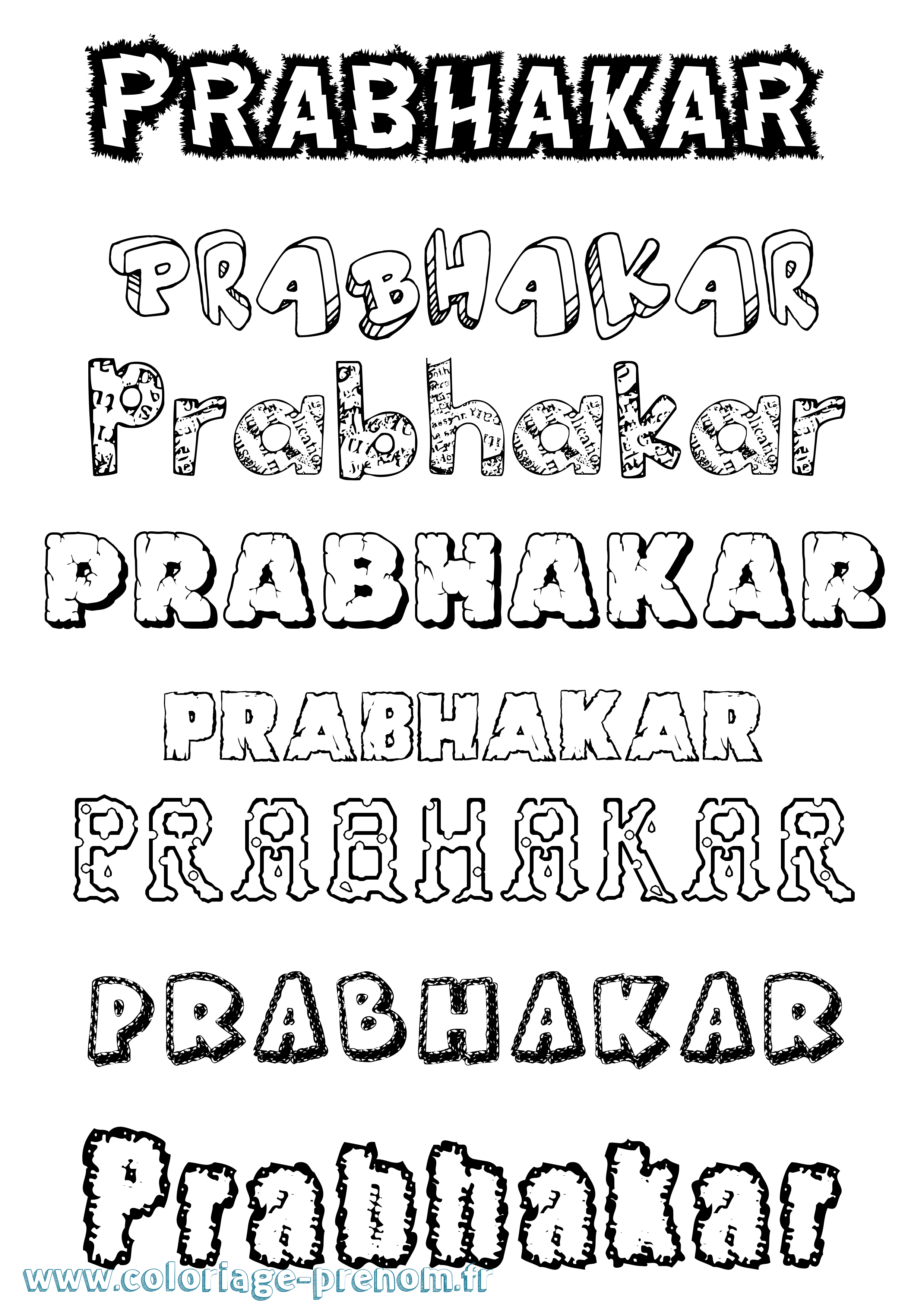 Coloriage Prabhakar Destructuré Coloriage prénom Prabhakar Destructuré