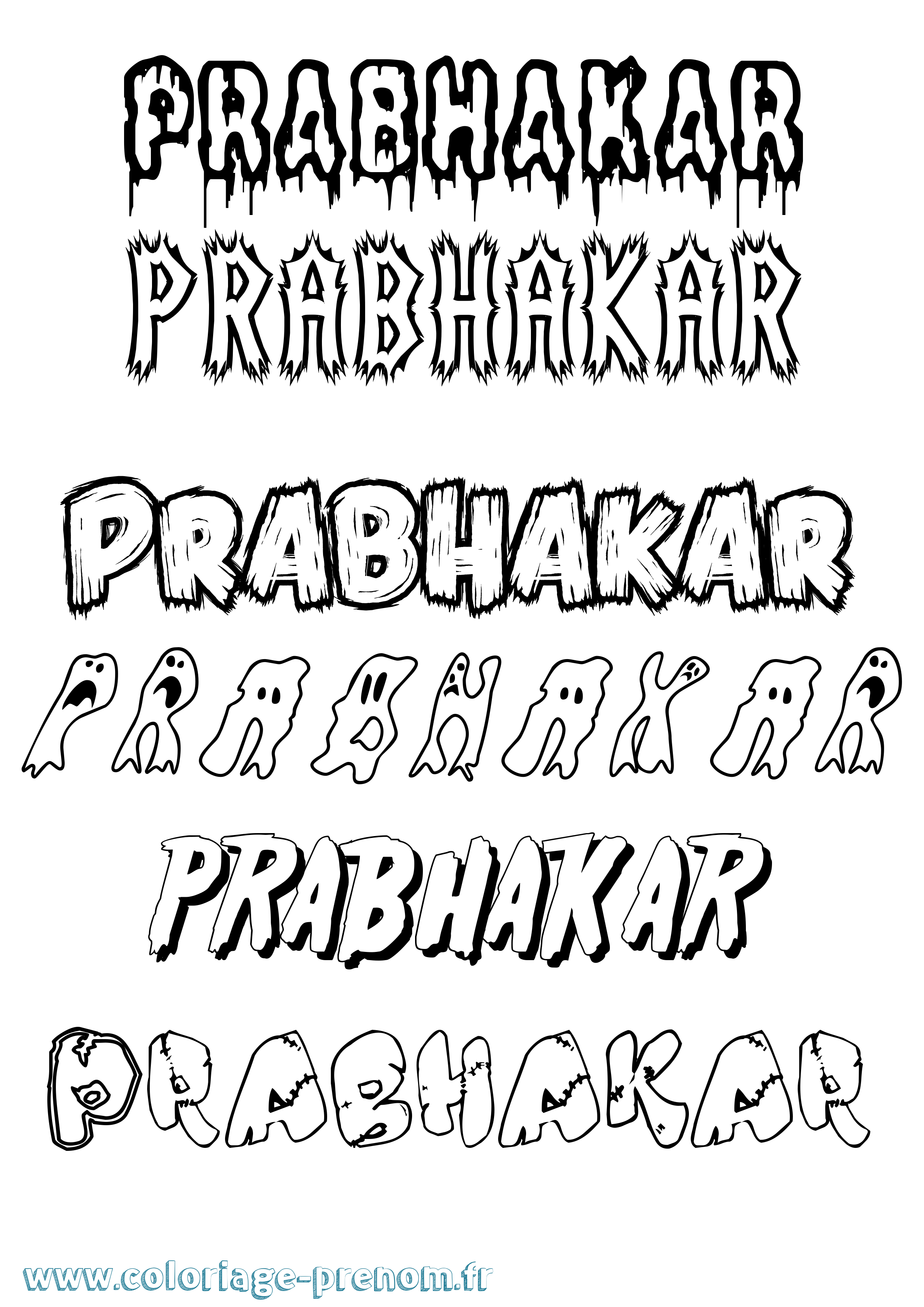 Coloriage Prabhakar Frisson Coloriage prénom Prabhakar Frisson