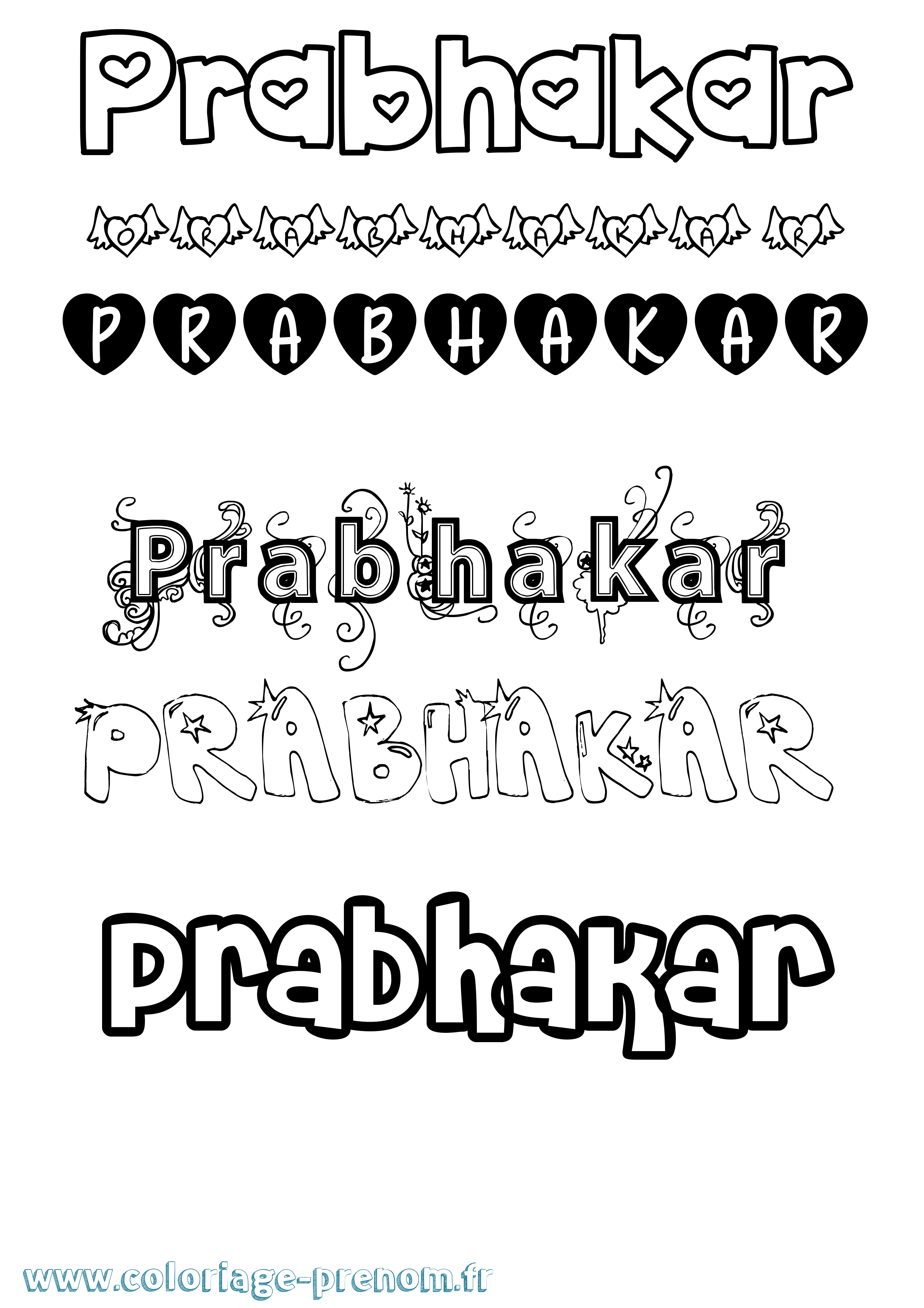 Coloriage Prabhakar Girly Coloriage prénom Prabhakar Girly