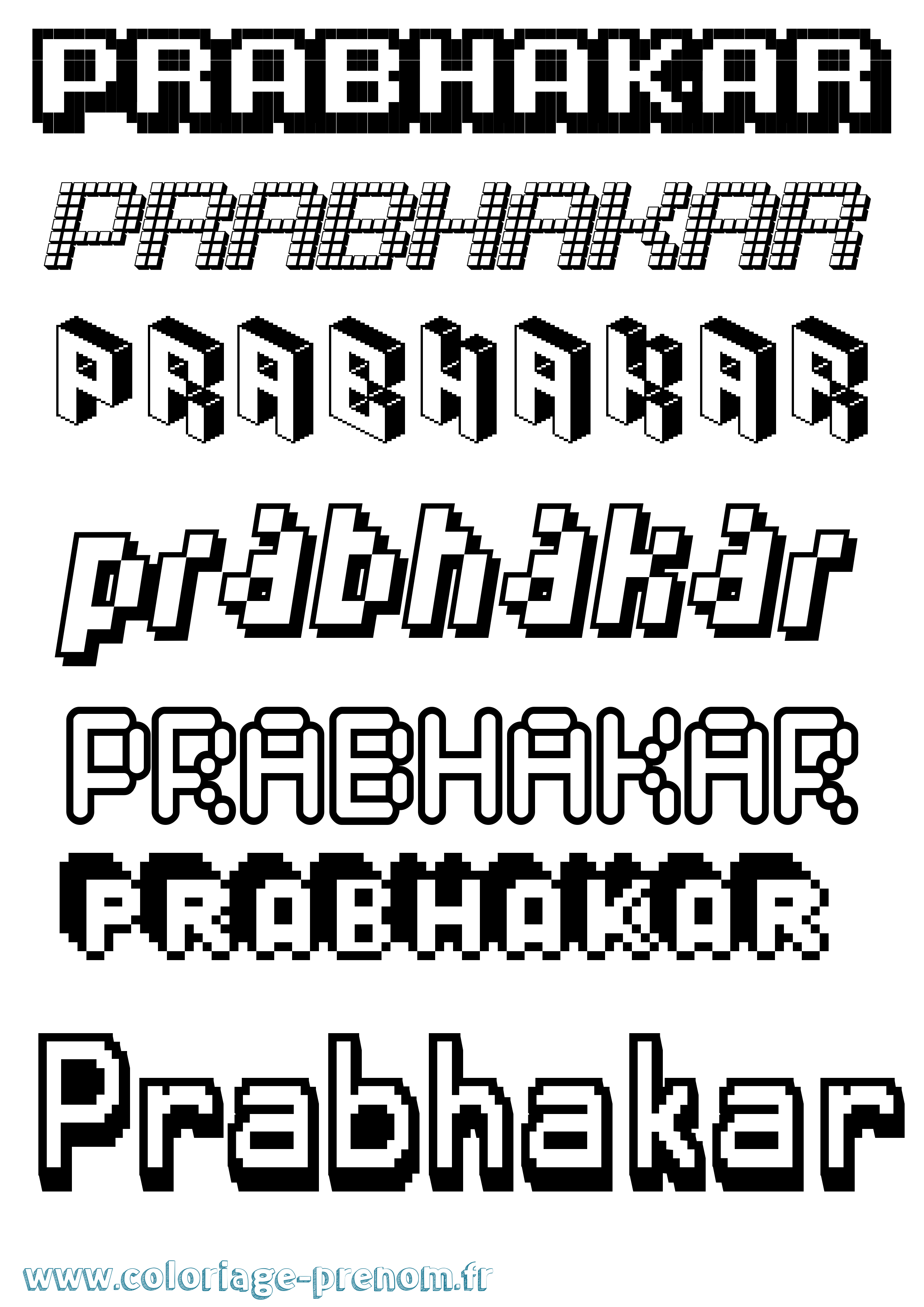 Coloriage Prabhakar Pixel Coloriage prénom Prabhakar Pixel