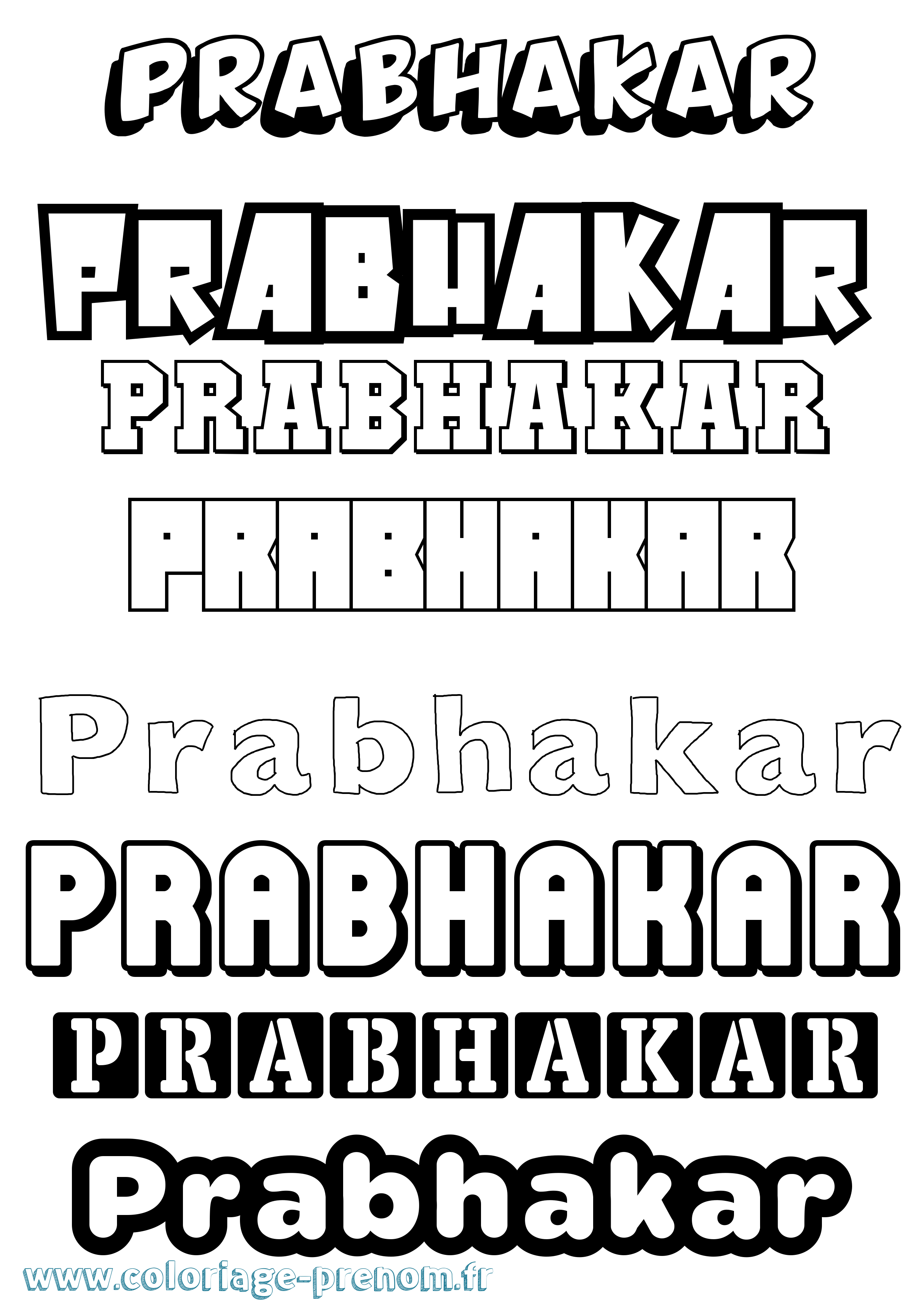 Coloriage Prabhakar Simple Coloriage prénom Prabhakar Simple