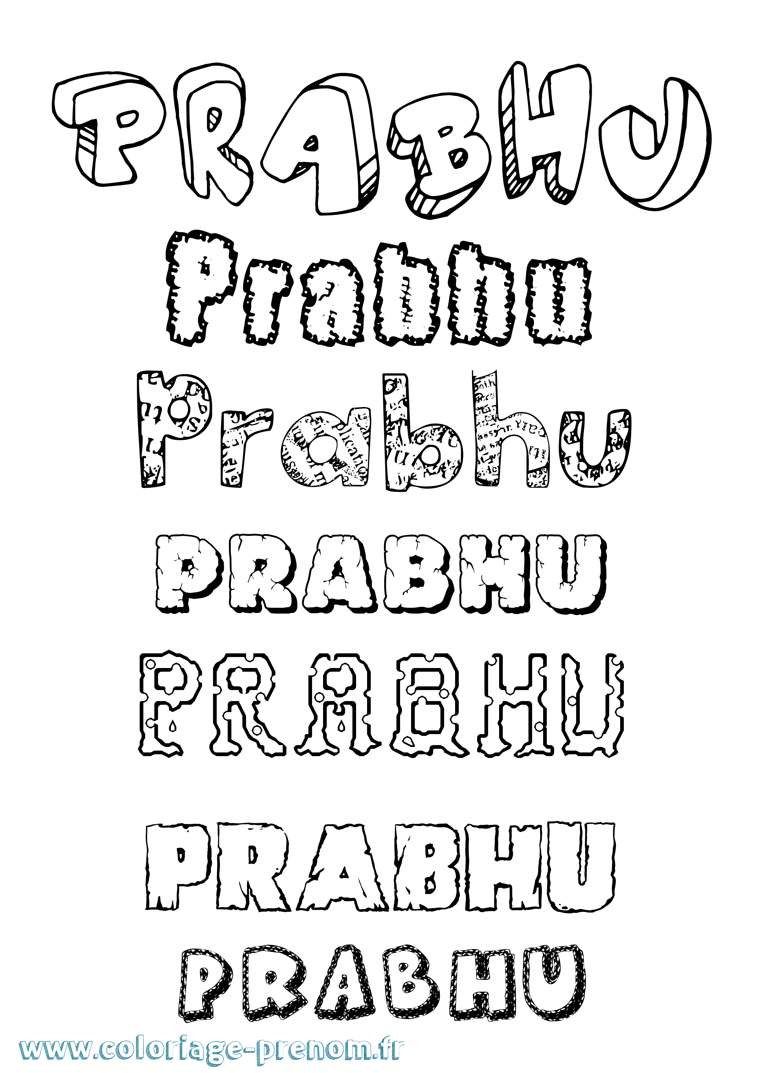 Coloriage Prabhu Destructuré Coloriage prénom Prabhu Destructuré