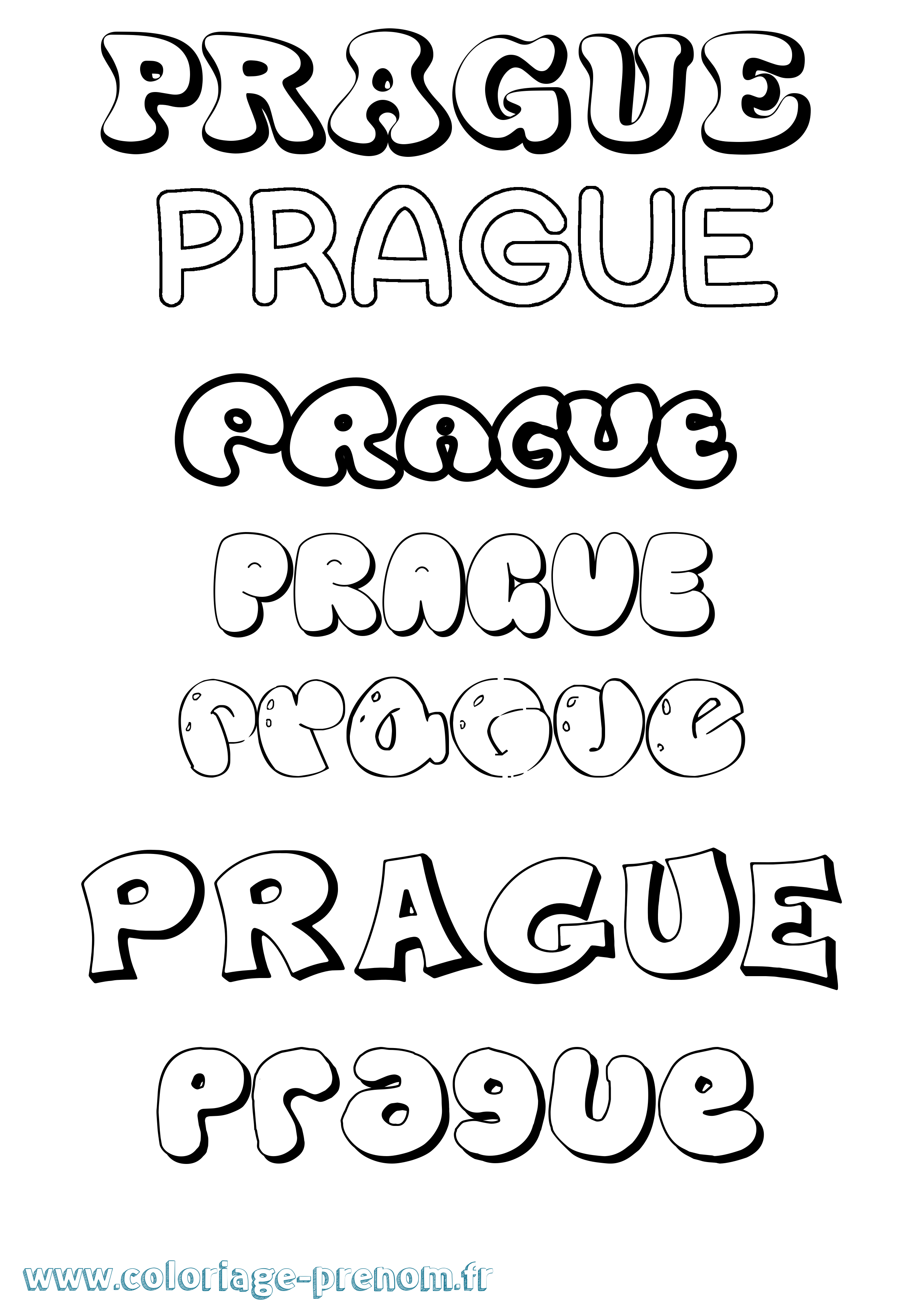Coloriage Prague Bubble Coloriage prénom Prague Bubble