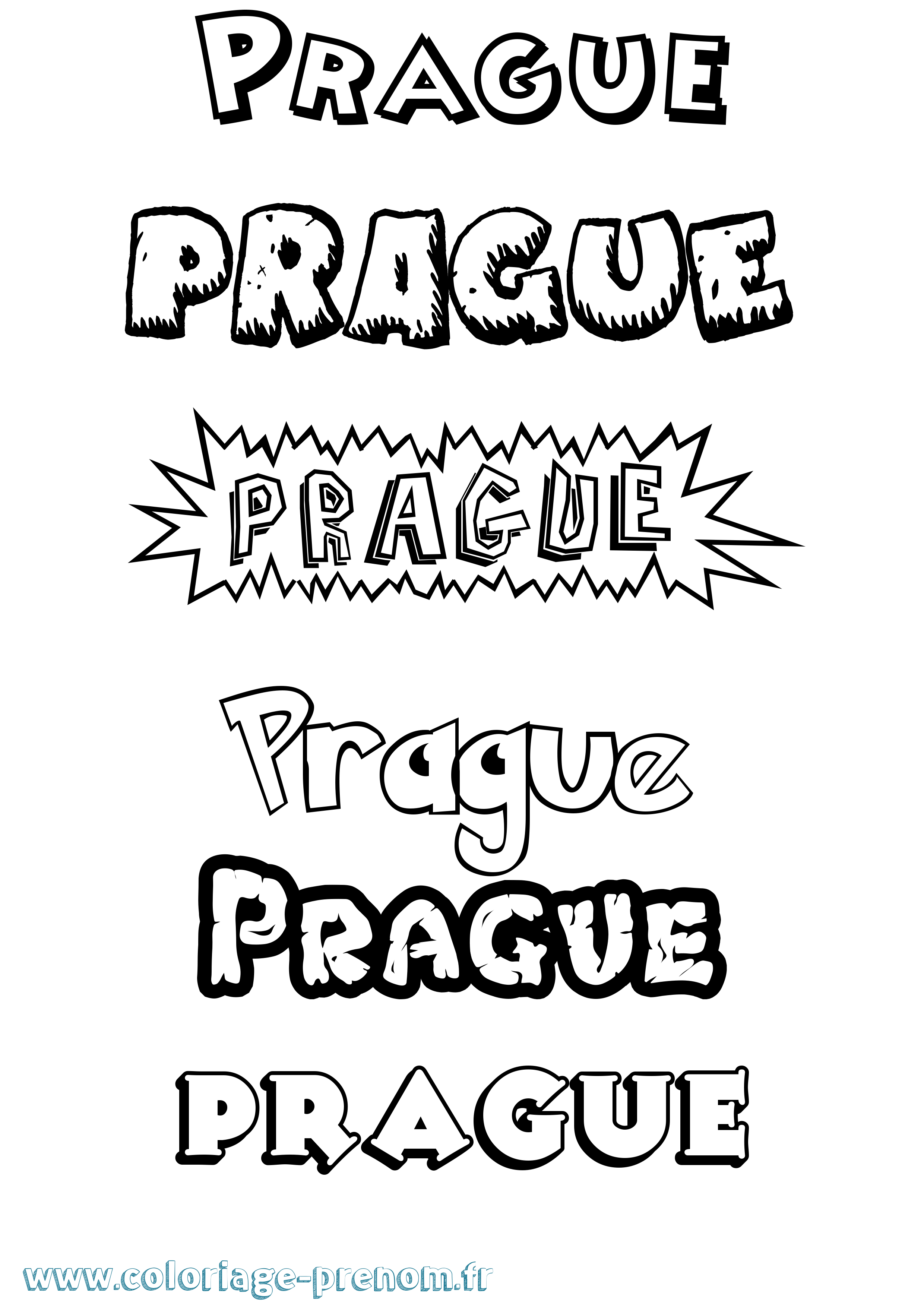 Coloriage Prague Dessin Animé Coloriage prénom Prague Dessin Animé