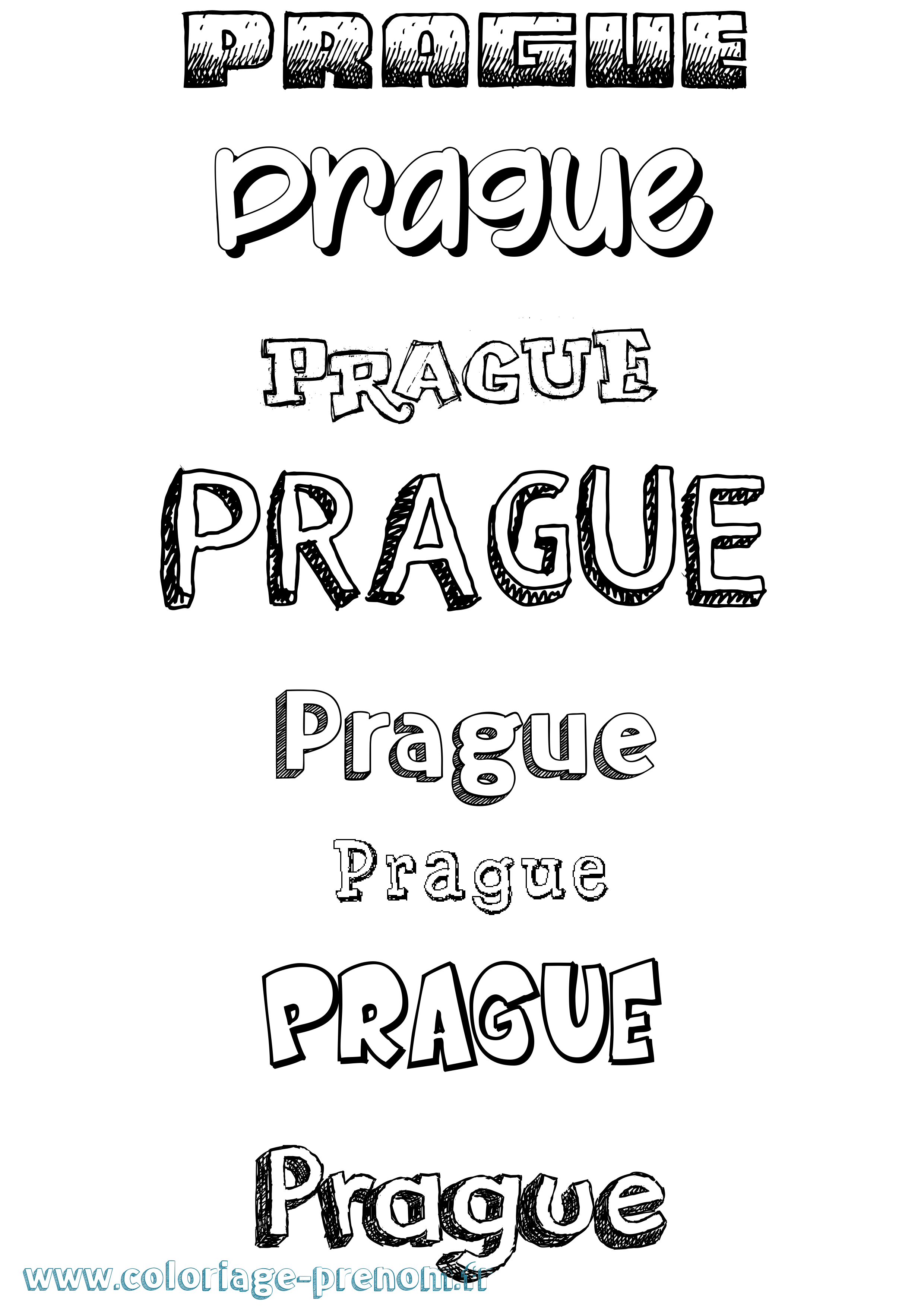 Coloriage Prague Dessiné Coloriage prénom Prague Dessiné