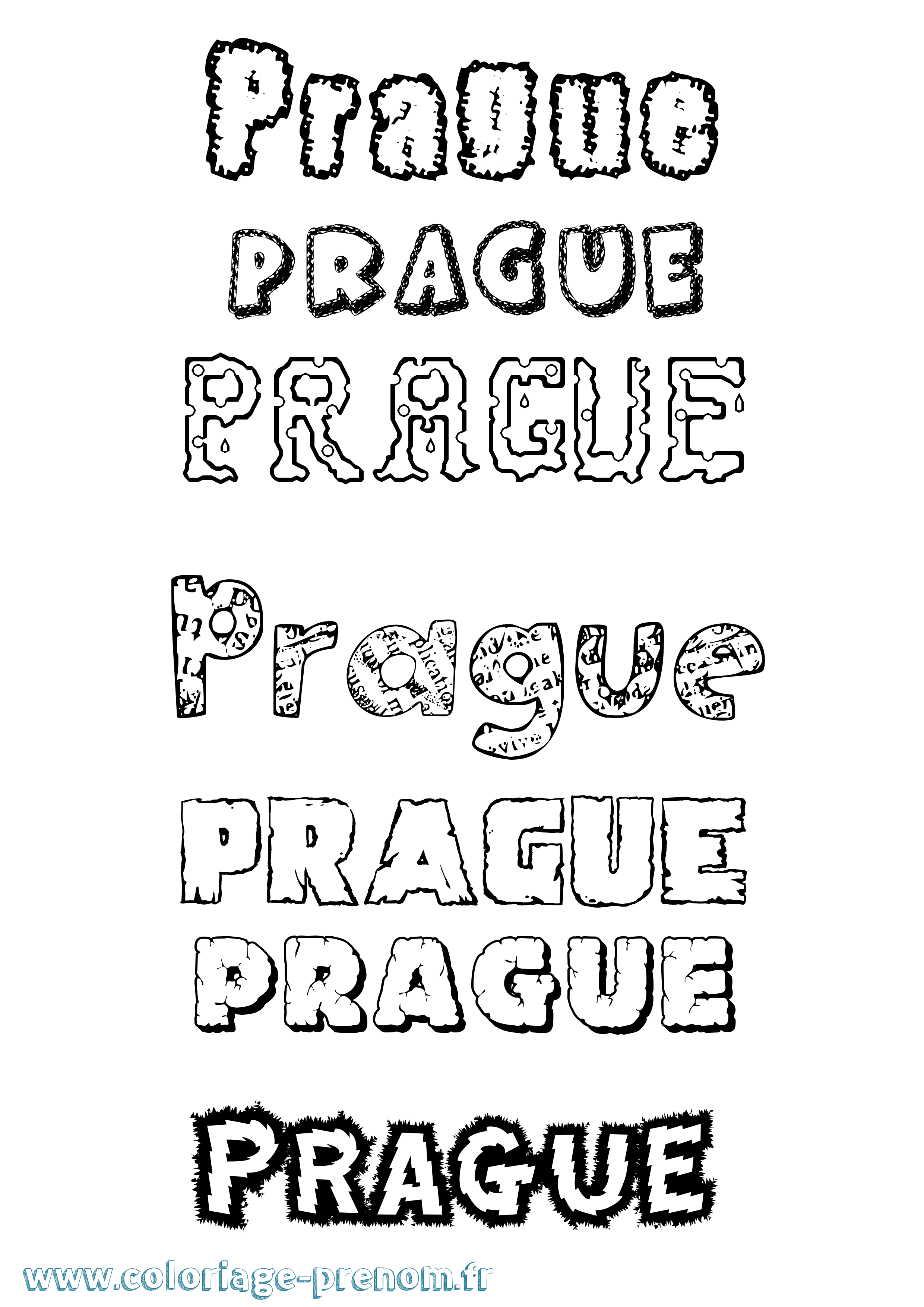 Coloriage Prague Destructuré Coloriage prénom Prague Destructuré