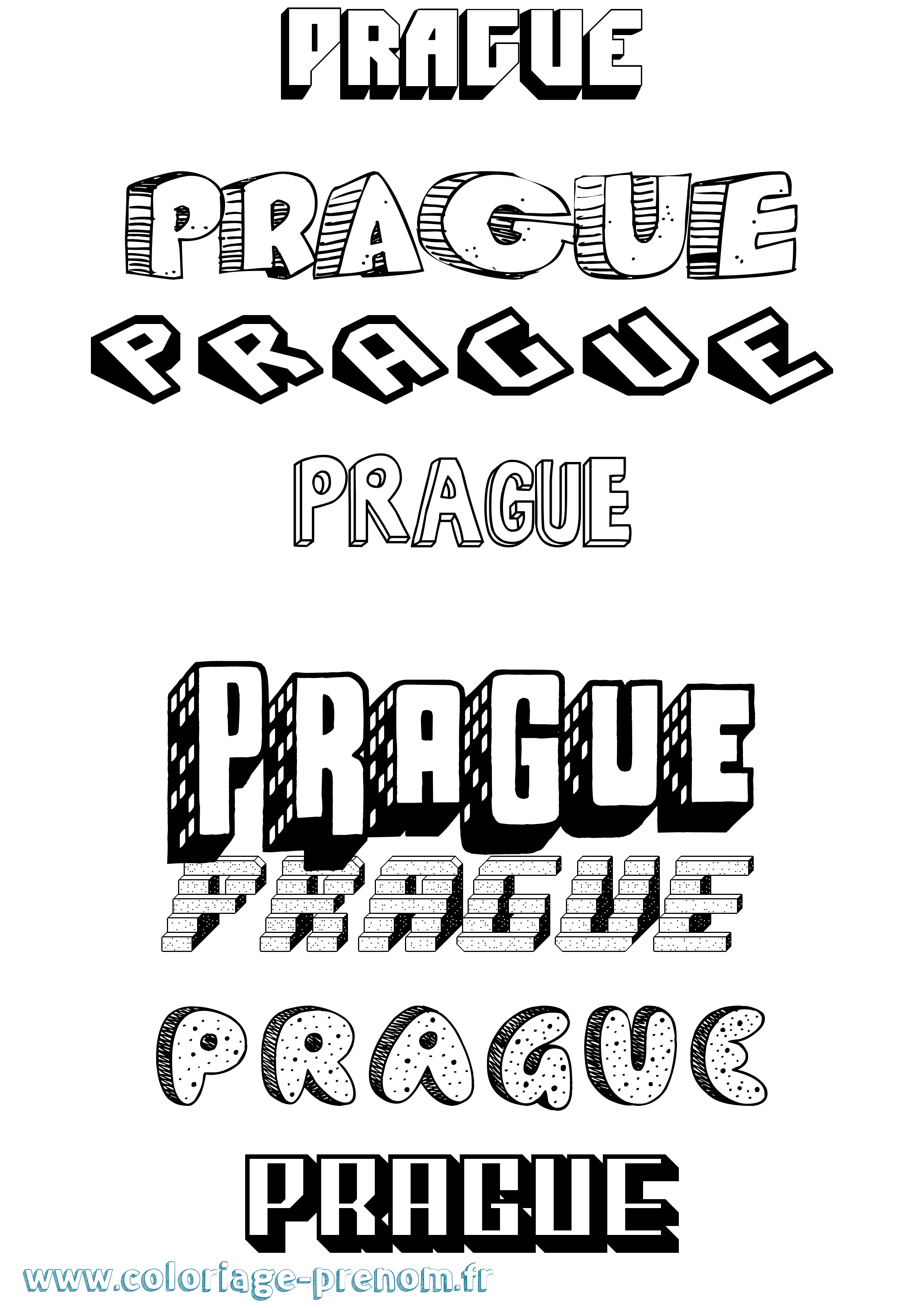 Coloriage Prague Effet 3D Coloriage prénom Prague Effet 3D