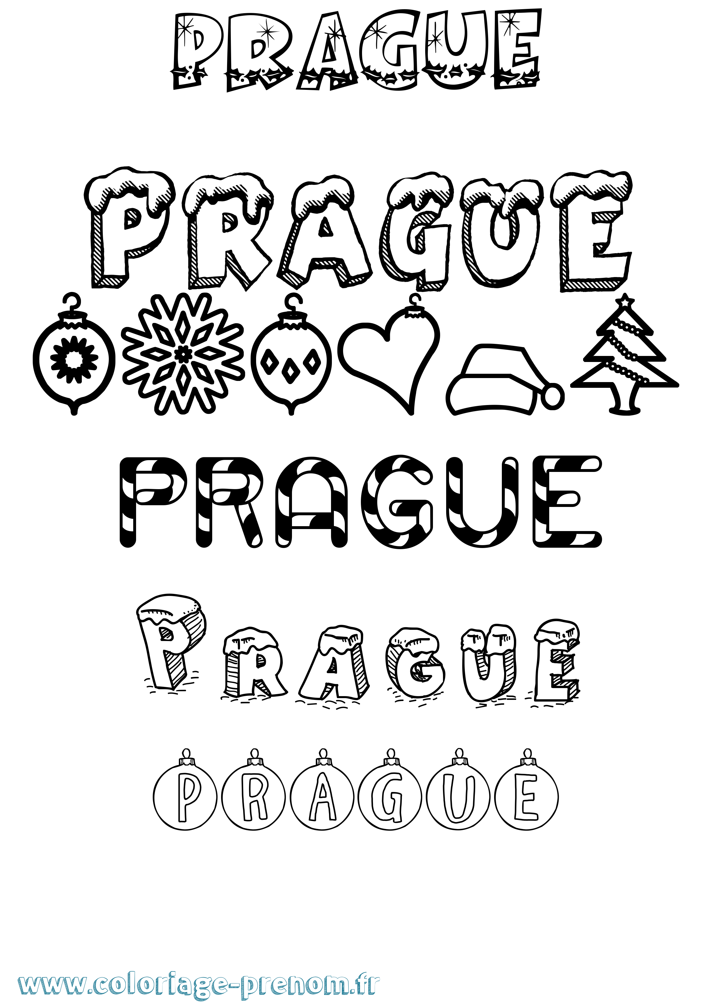 Coloriage Prague Noël Coloriage prénom Prague Noël