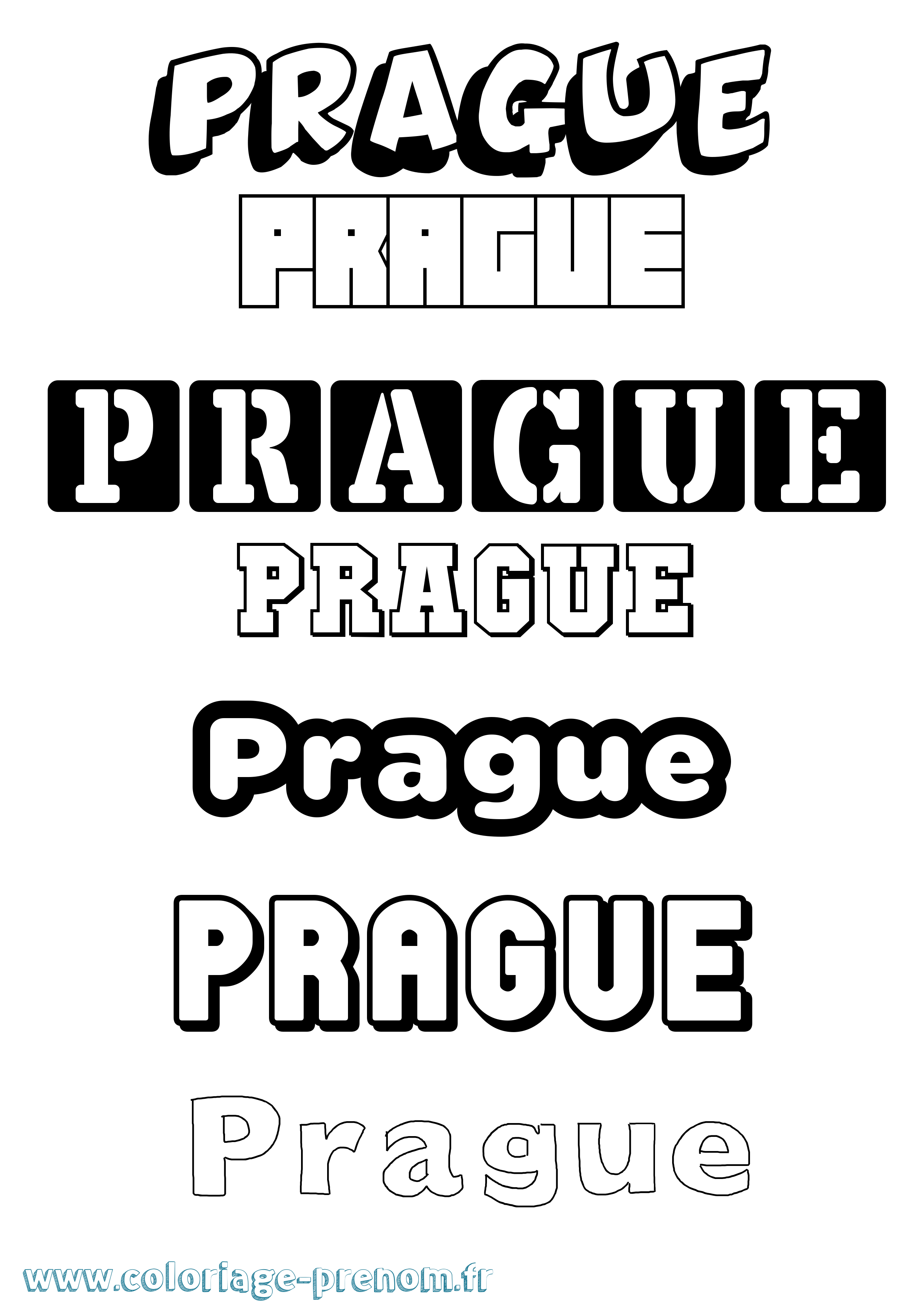 Coloriage Prague Simple Coloriage prénom Prague Simple