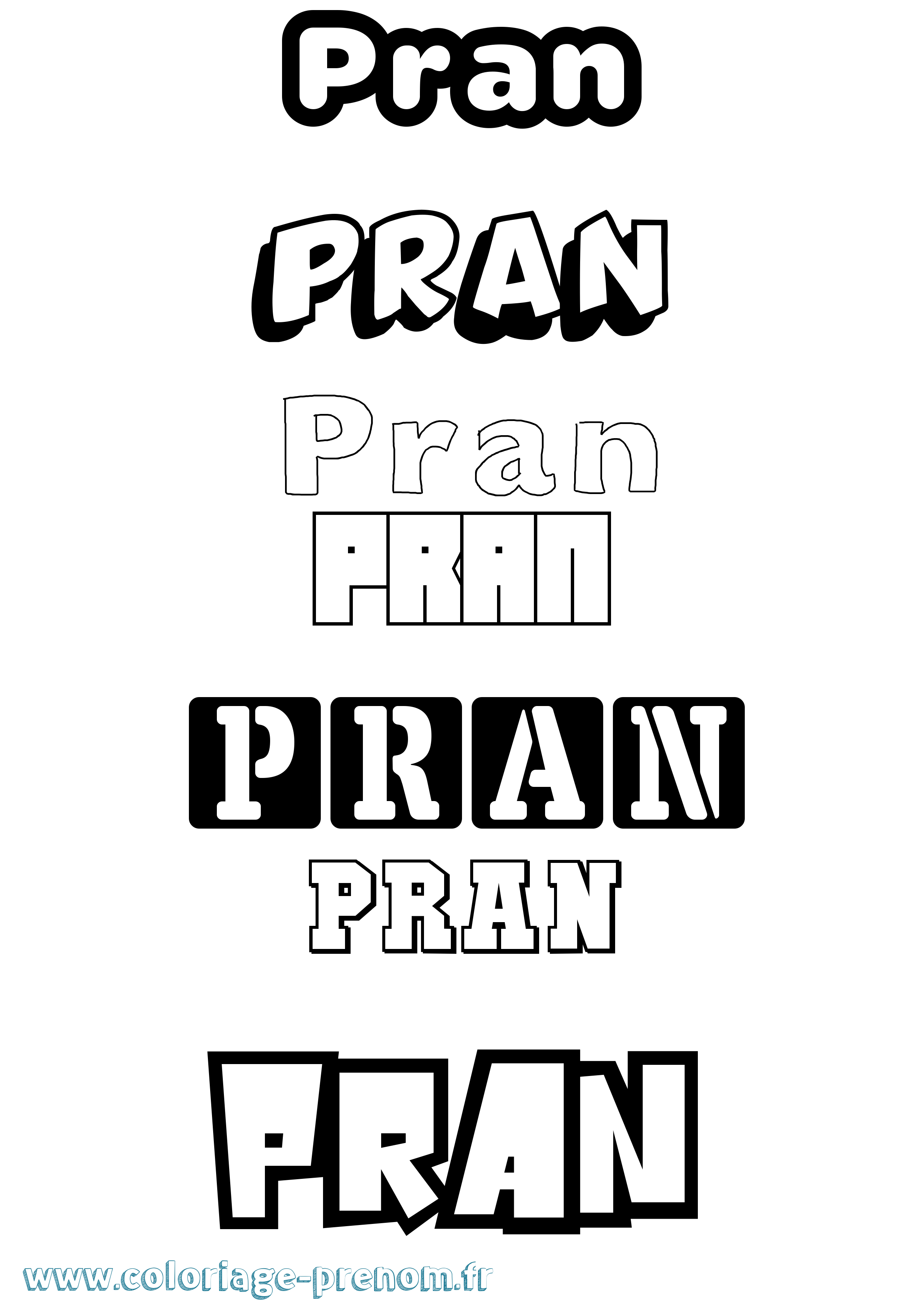 Coloriage Pran Simple Coloriage prénom Pran Simple