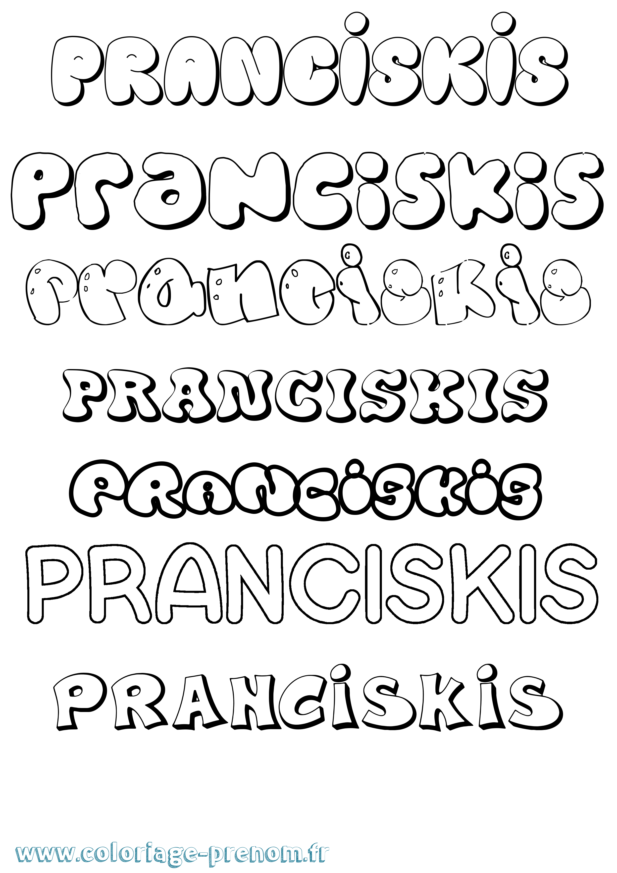 Coloriage Pranciskis Bubble Coloriage prénom Pranciskis Bubble