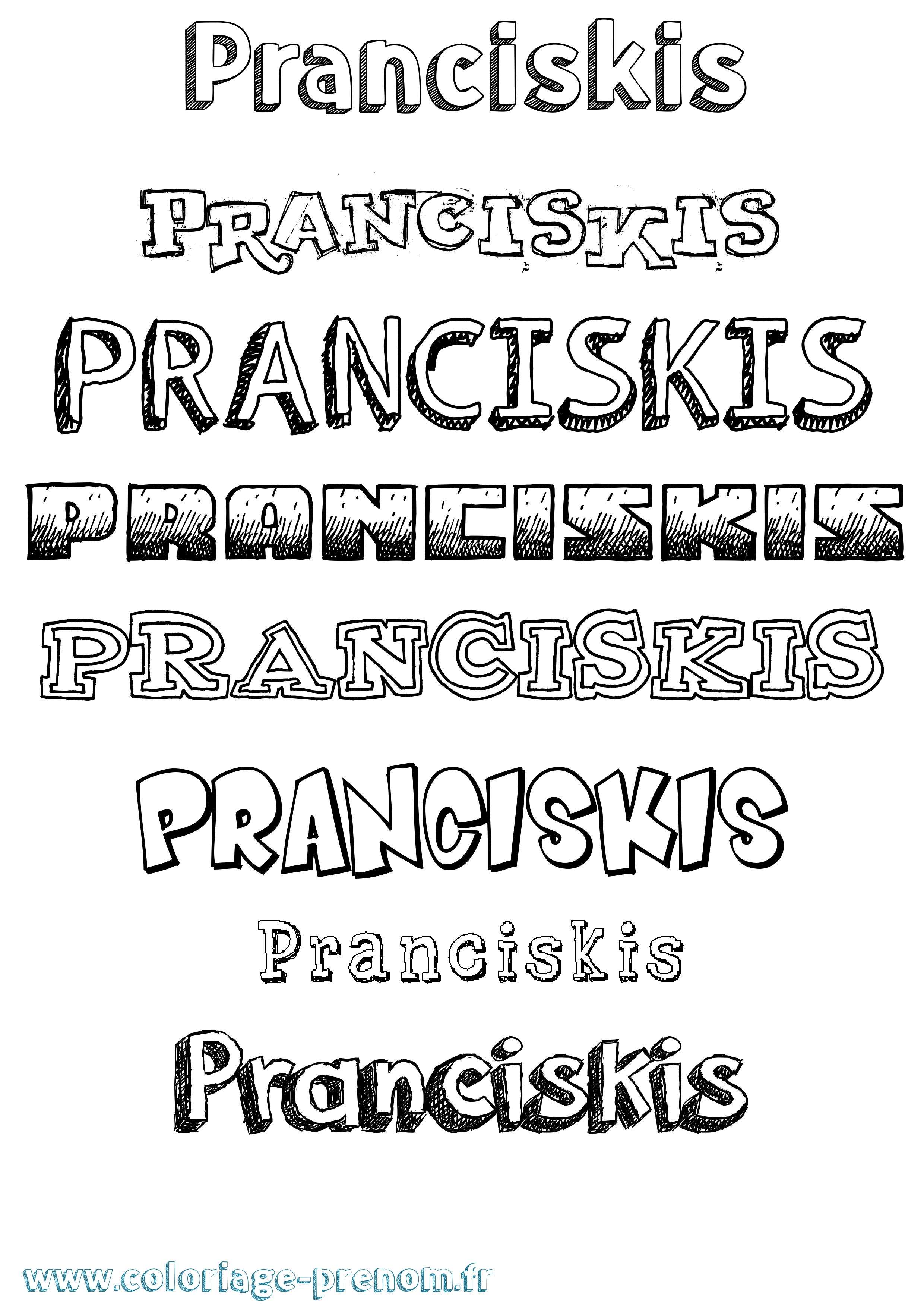 Coloriage Pranciskis Dessiné Coloriage prénom Pranciskis Dessiné