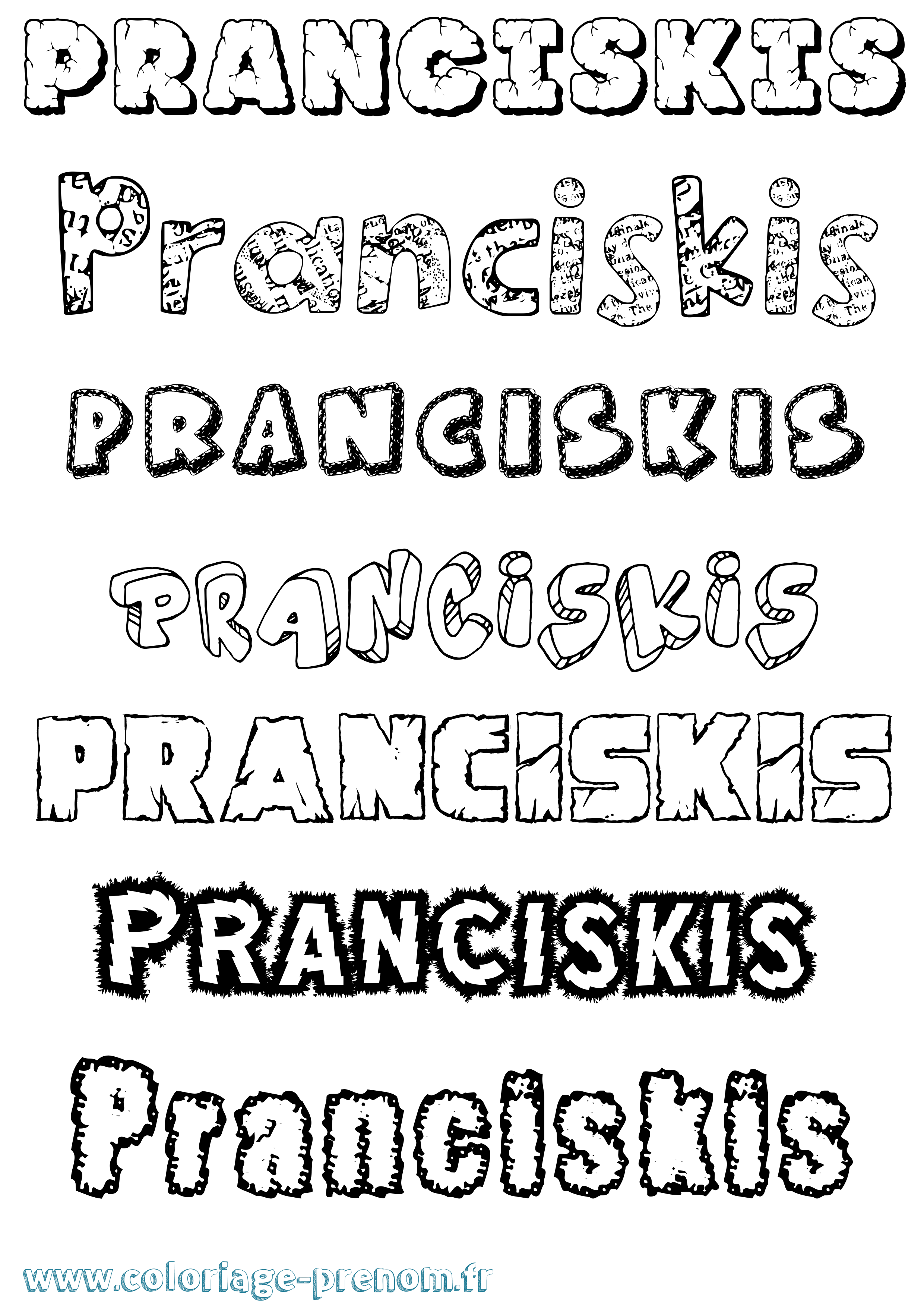 Coloriage Pranciskis Destructuré Coloriage prénom Pranciskis Destructuré