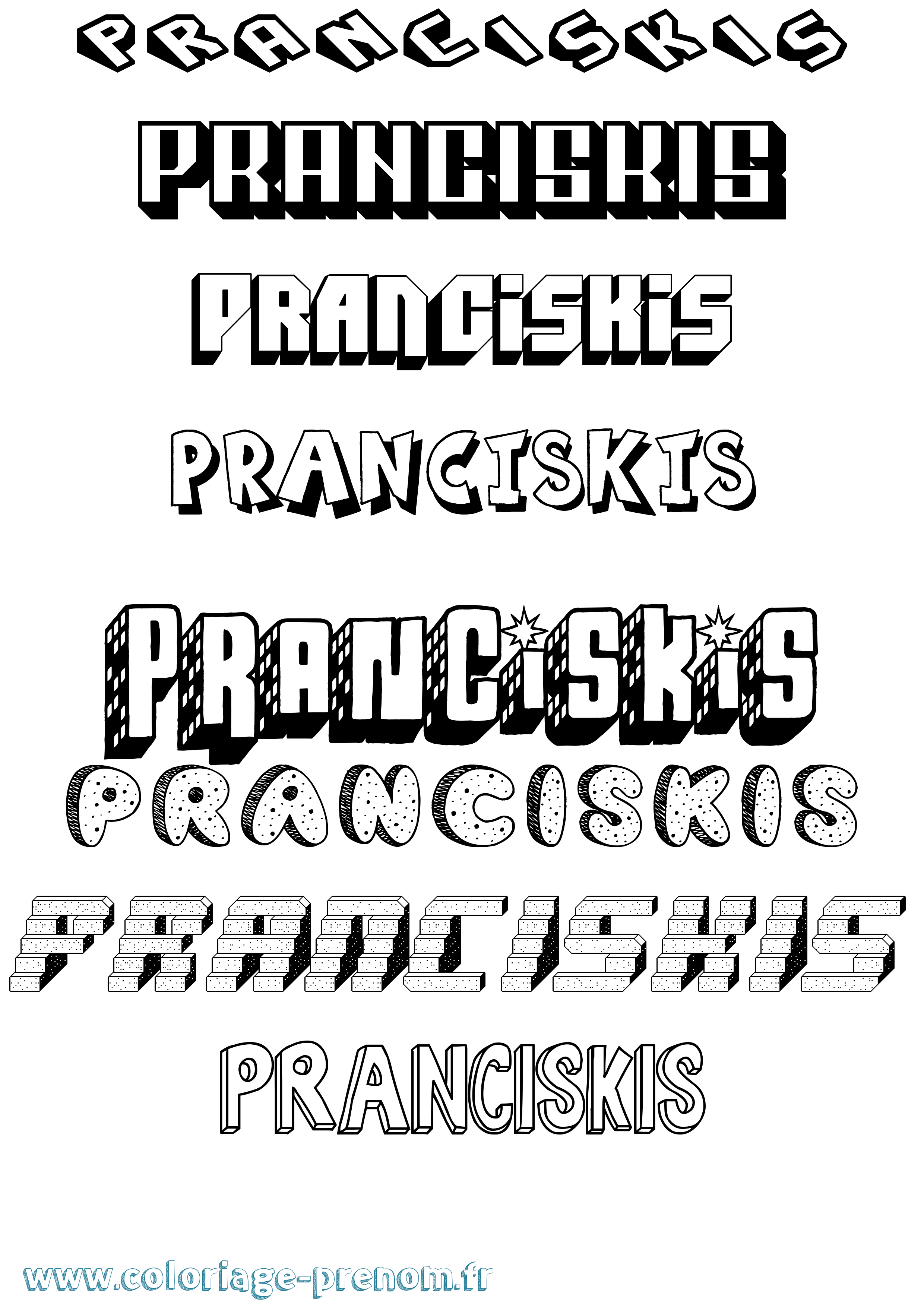 Coloriage Pranciskis Effet 3D Coloriage prénom Pranciskis Effet 3D