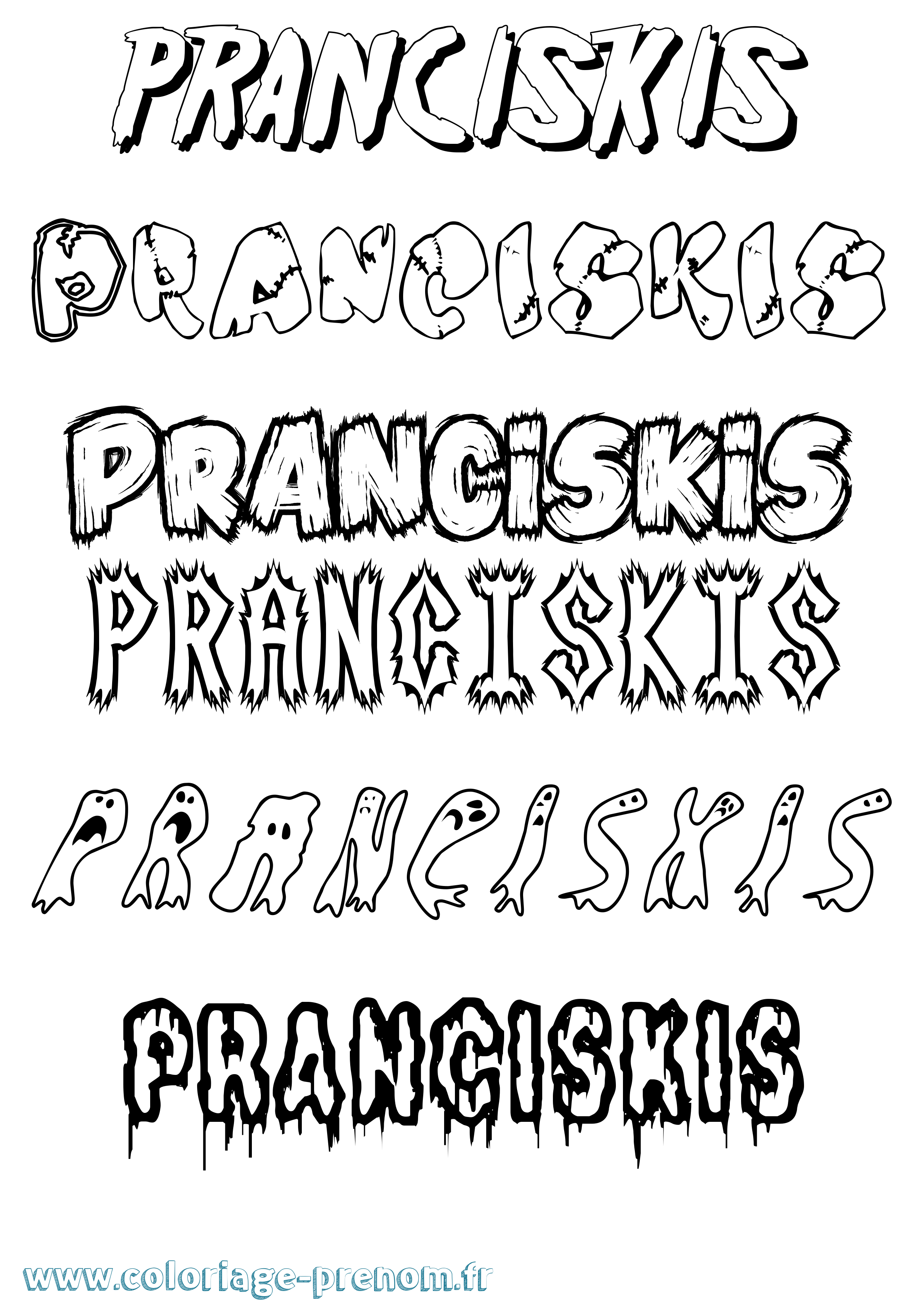 Coloriage Pranciskis Frisson Coloriage prénom Pranciskis Frisson