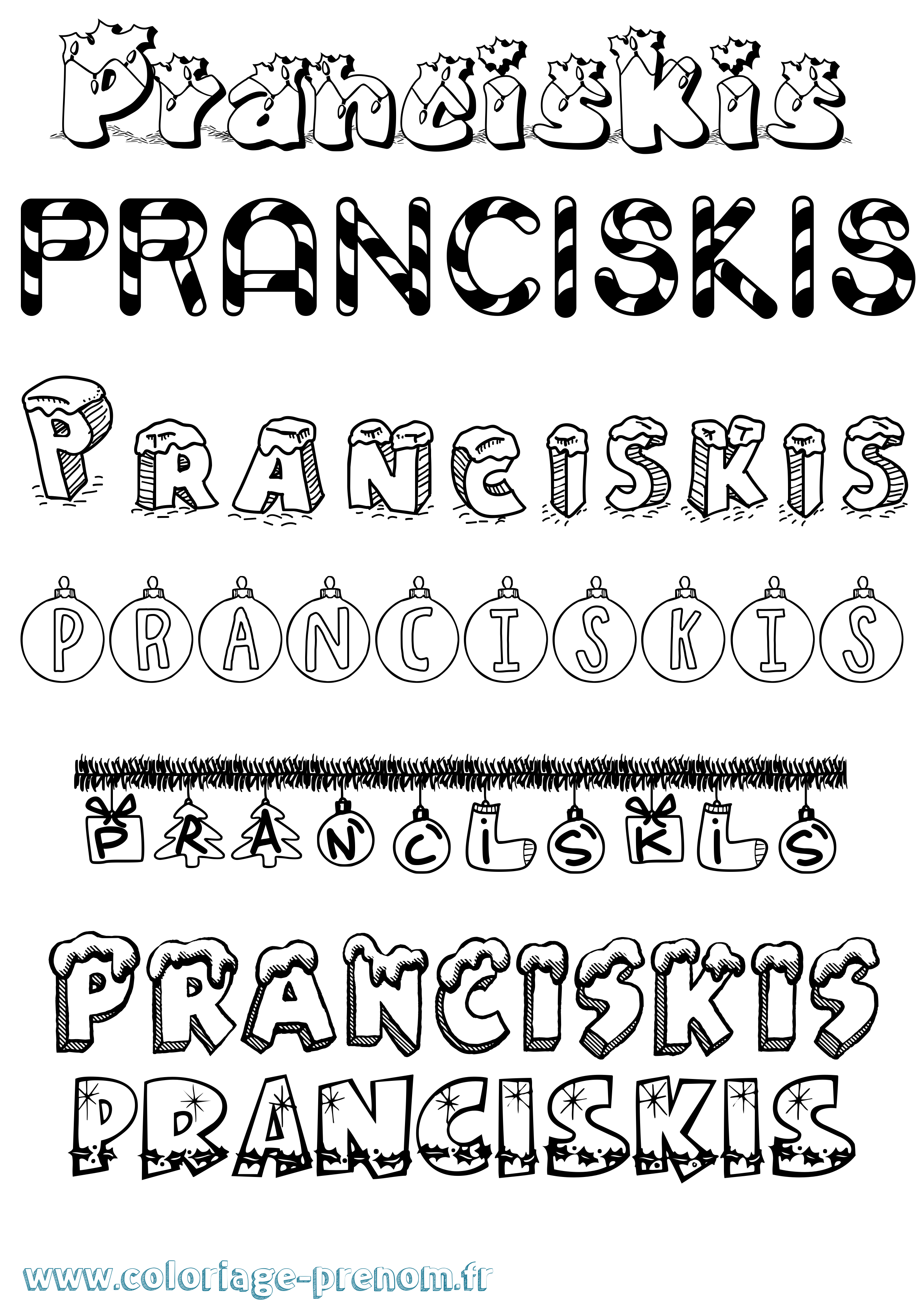 Coloriage Pranciskis Noël Coloriage prénom Pranciskis Noël
