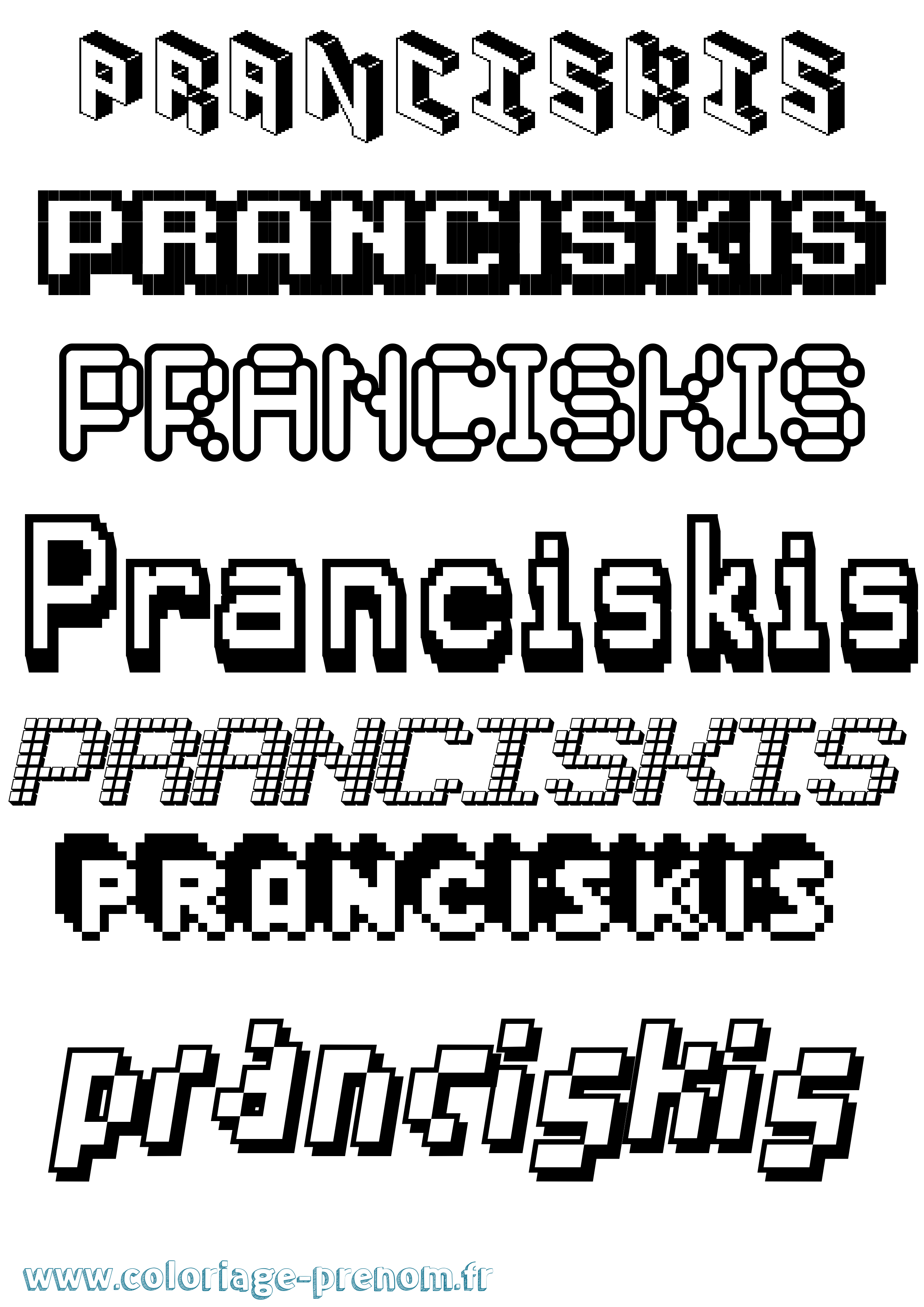 Coloriage Pranciskis Pixel Coloriage prénom Pranciskis Pixel