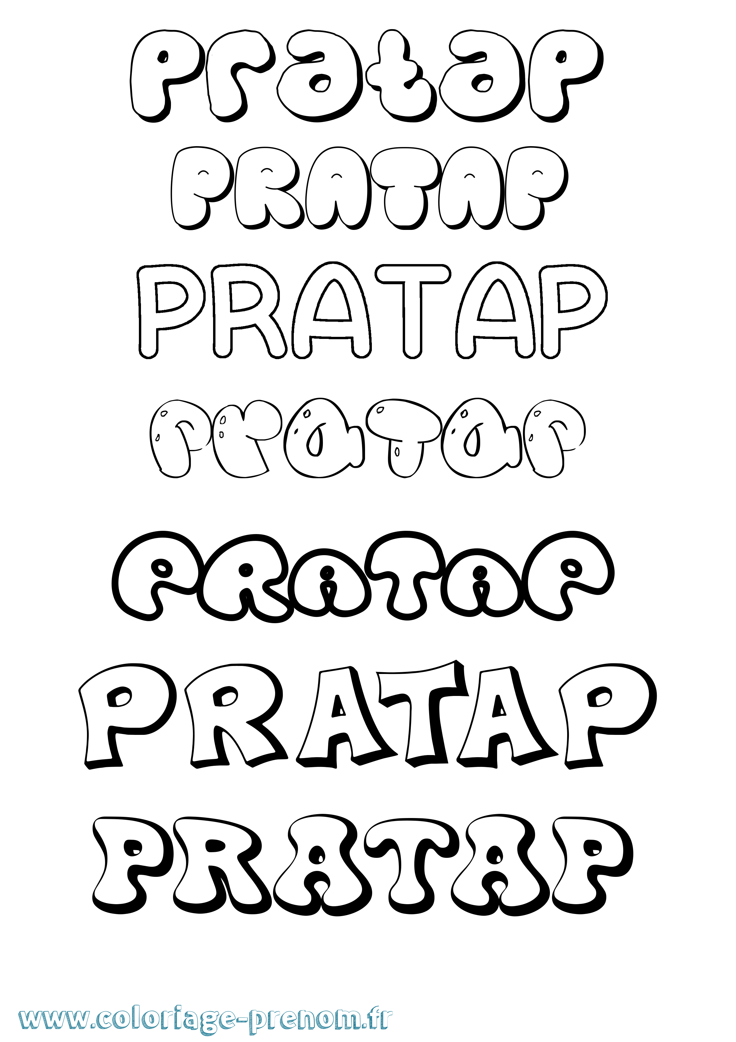 Coloriage Pratap Bubble Coloriage prénom Pratap Bubble